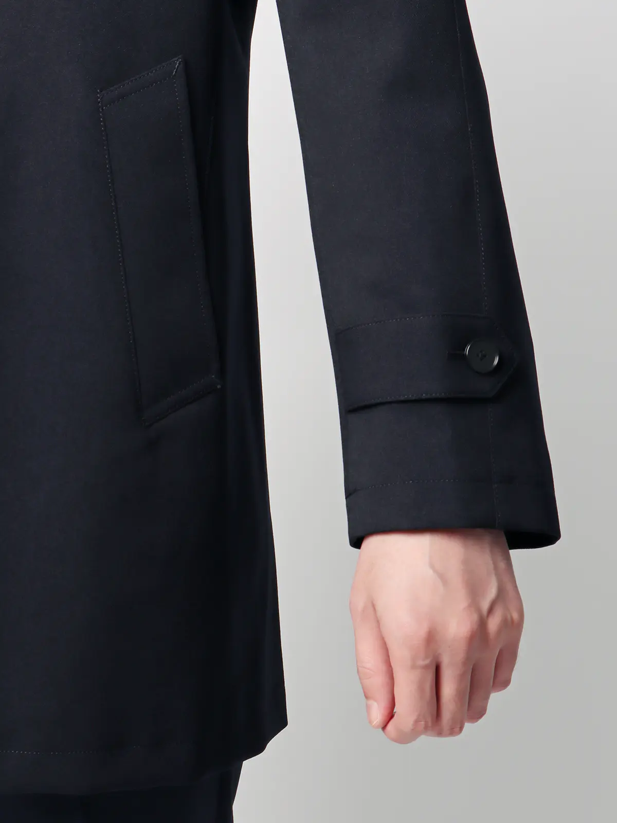 最高コート/ステンカラーコート/防風/透湿/防シワ/ウールライクポリエステル/COMMUTECH ネイビー S