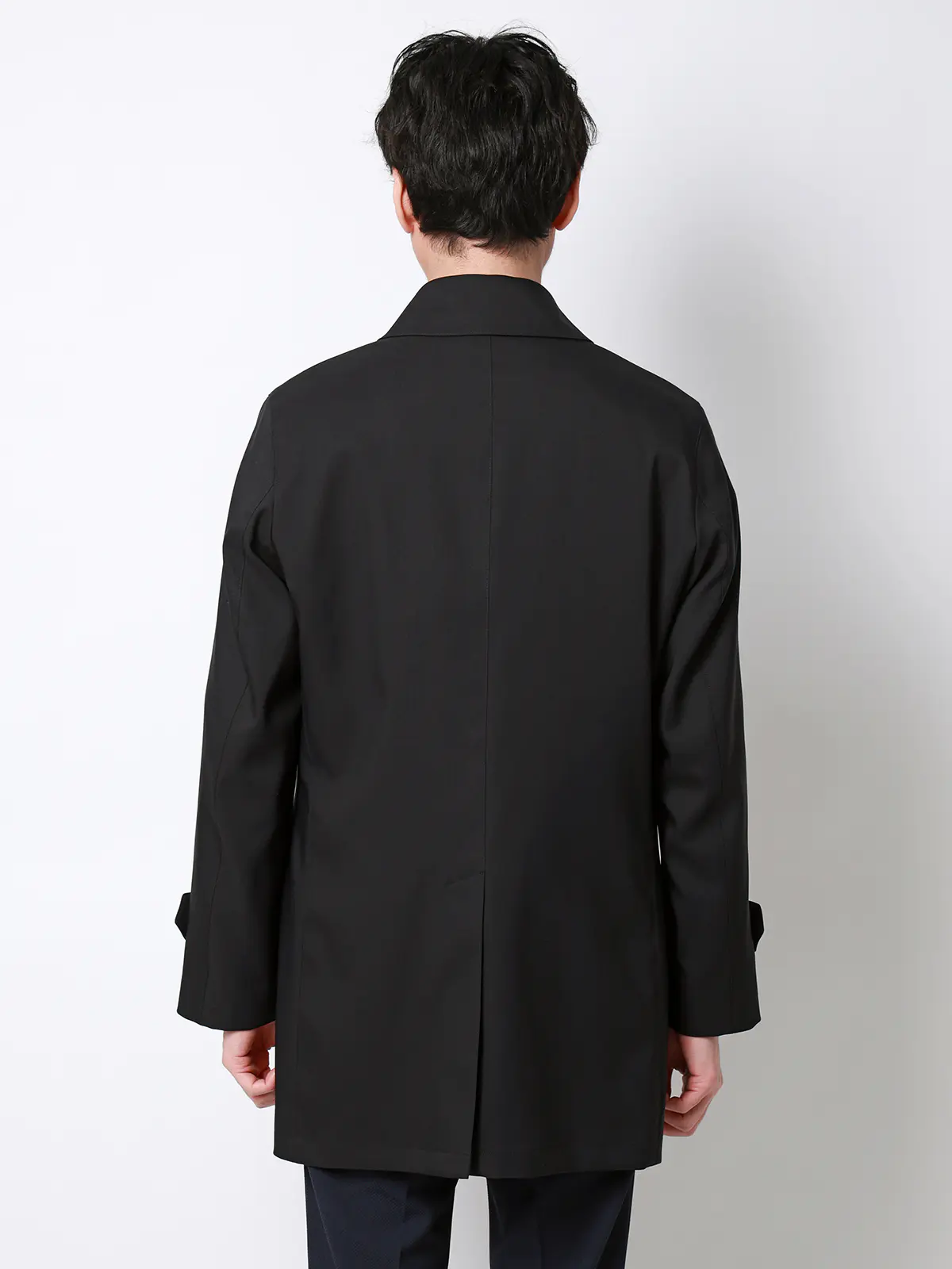 ステンカラーコート／ダントツ撥水／軽量／ウールライクポリエステル／無地／ライナー付き ブラック SS