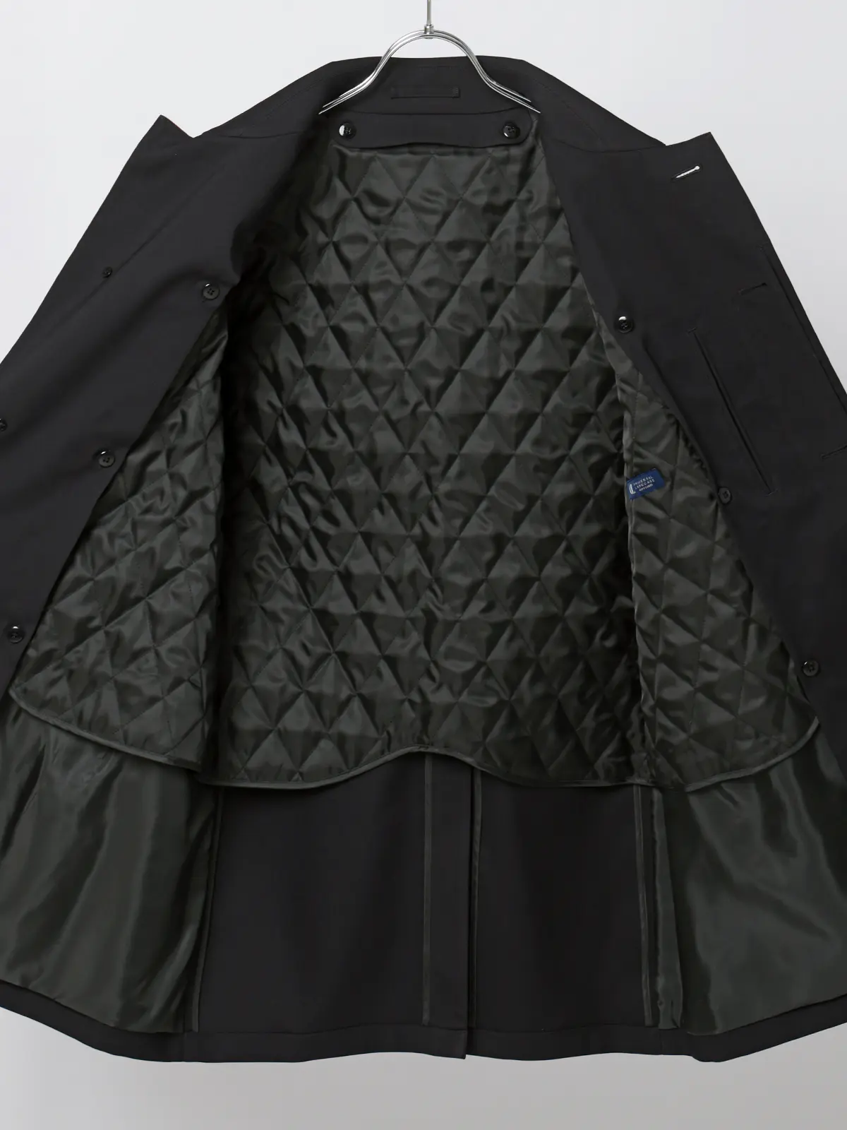 ステンカラーコート／ダントツ撥水／軽量／ウールライクポリエステル／無地／ライナー付き ブラック SS