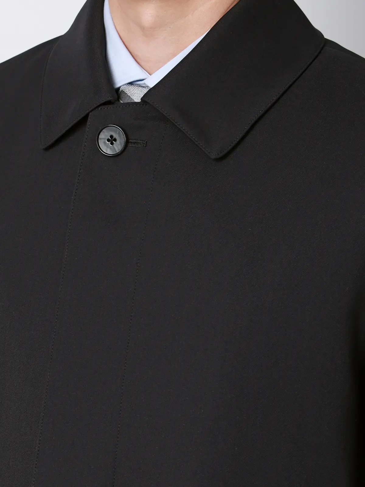 ステンカラーコート／ダントツ撥水／軽量／ウールライクポリエステル／無地／ライナー付き ブラック SS