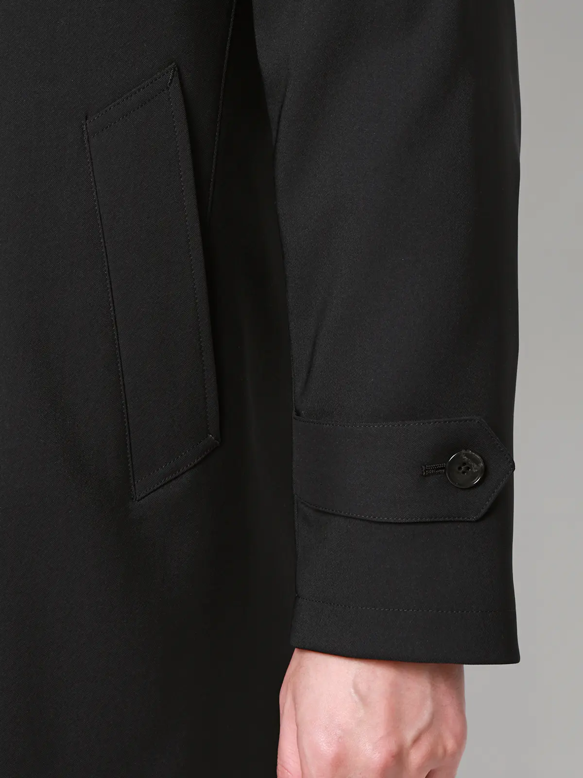 ステンカラーコート／ダントツ撥水／軽量／ウールライクポリエステル／無地／ライナー付き ブラック SS
