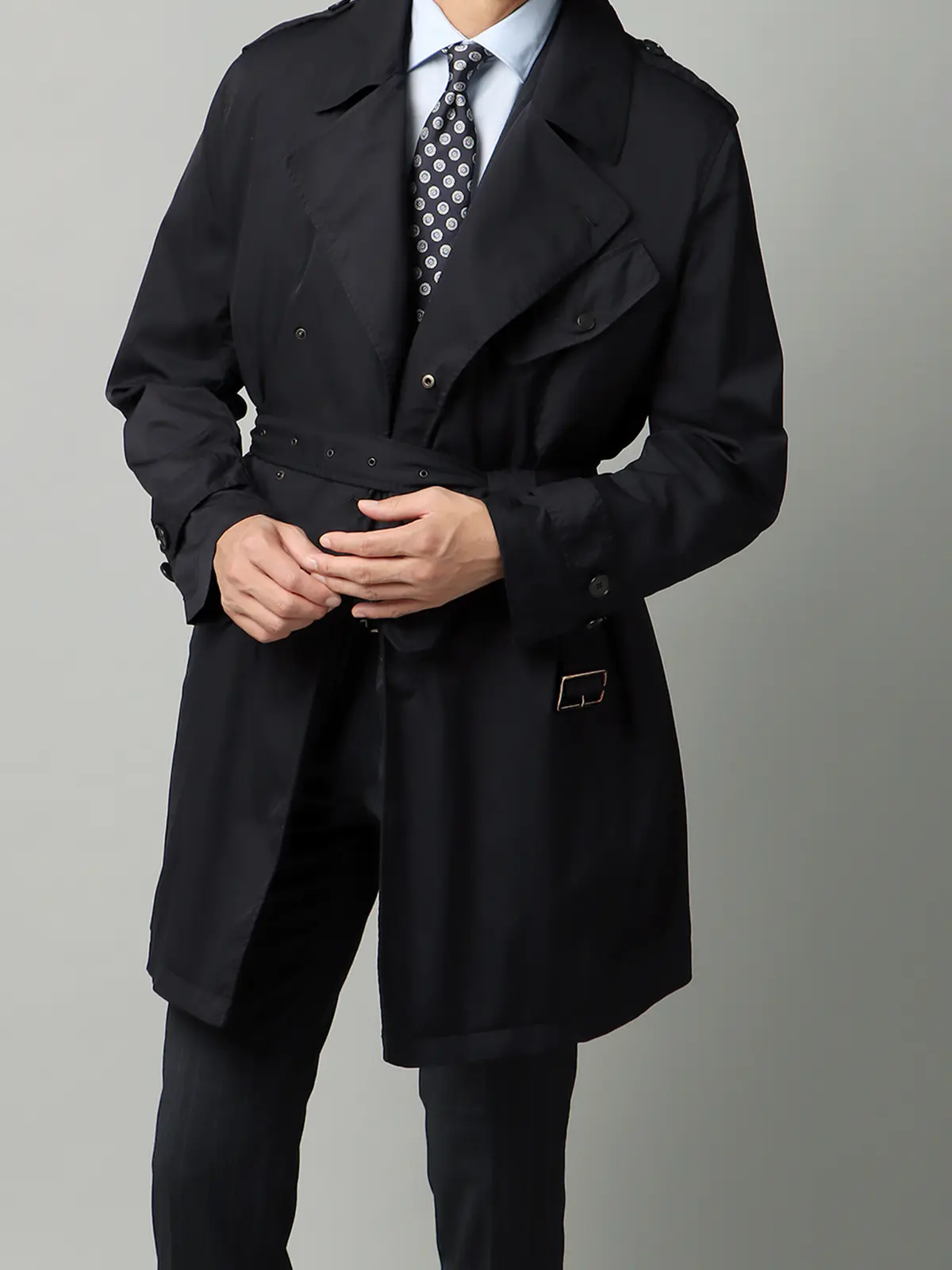 モーターサイクルベルテッドコート／ポリエステル／ライナー付き／ガーメントダイ ネイビー S