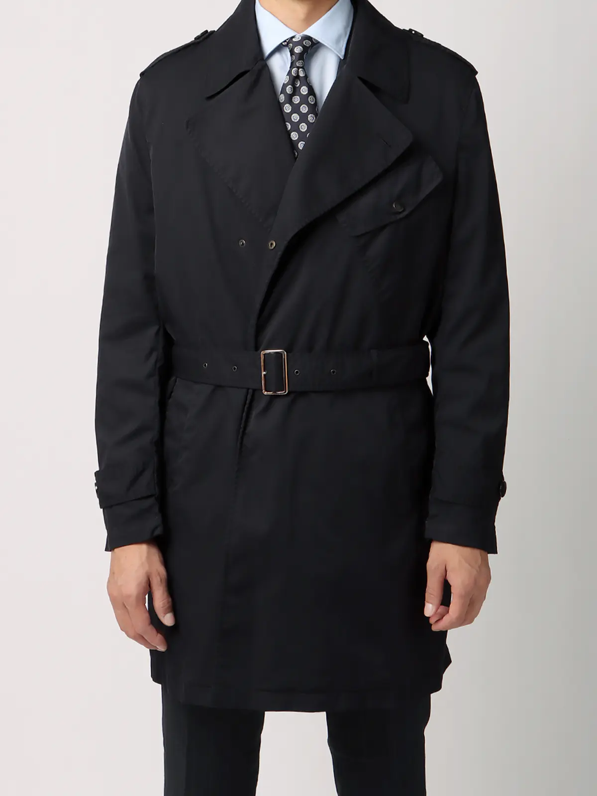 モーターサイクルベルテッドコート／ポリエステル／ライナー付き／ガーメントダイ ネイビー S