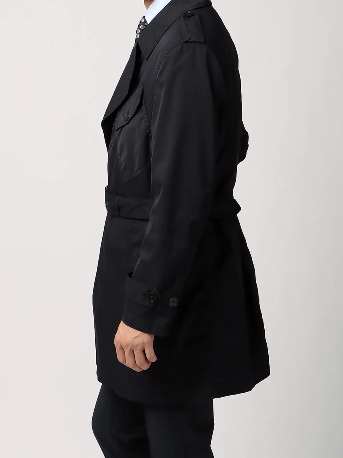 モーターサイクルベルテッドコート／ポリエステル／ライナー付き／ガーメントダイ ネイビー S