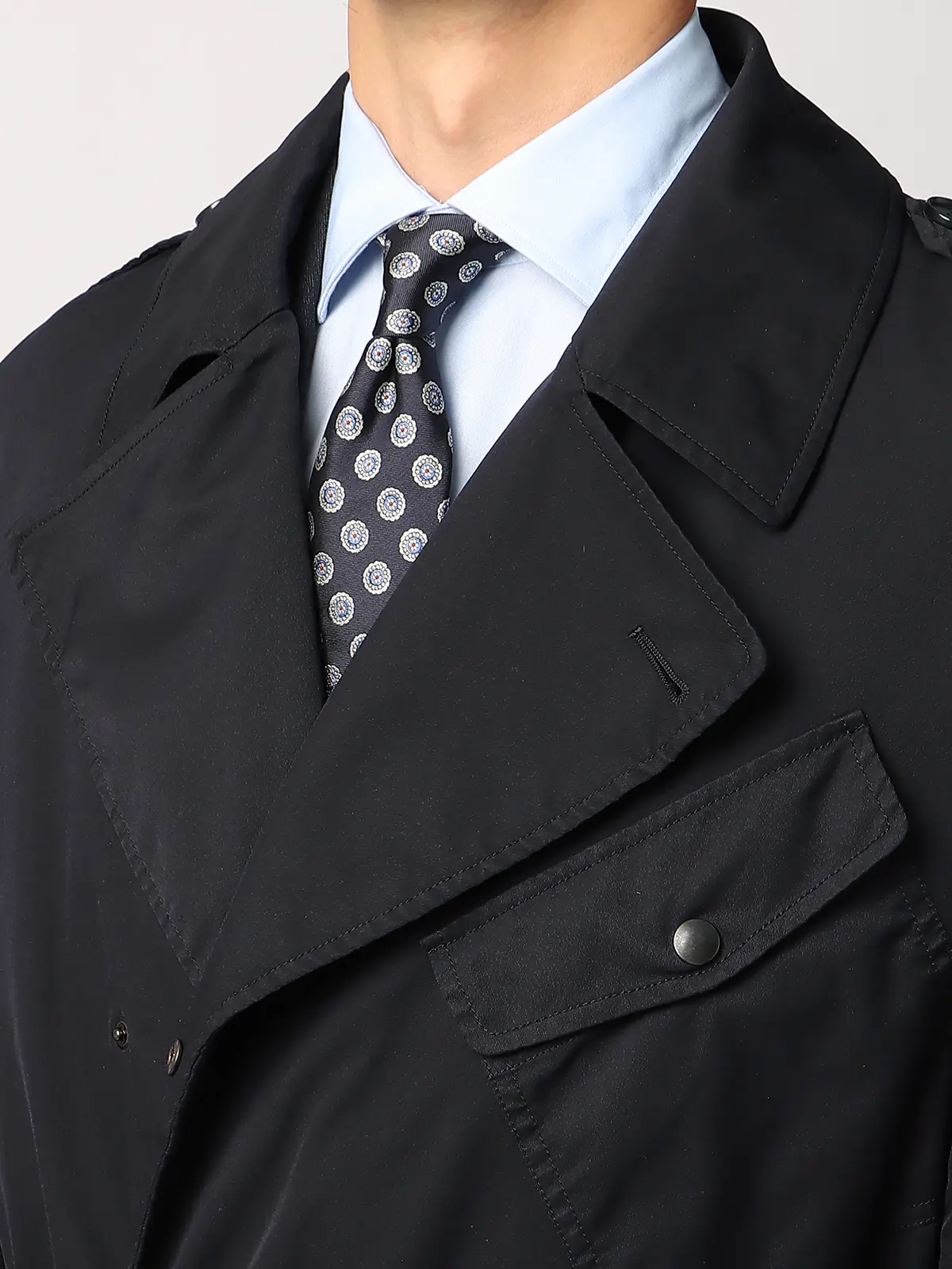 モーターサイクルベルテッドコート／ポリエステル／ライナー付き／ガーメントダイ ネイビー S