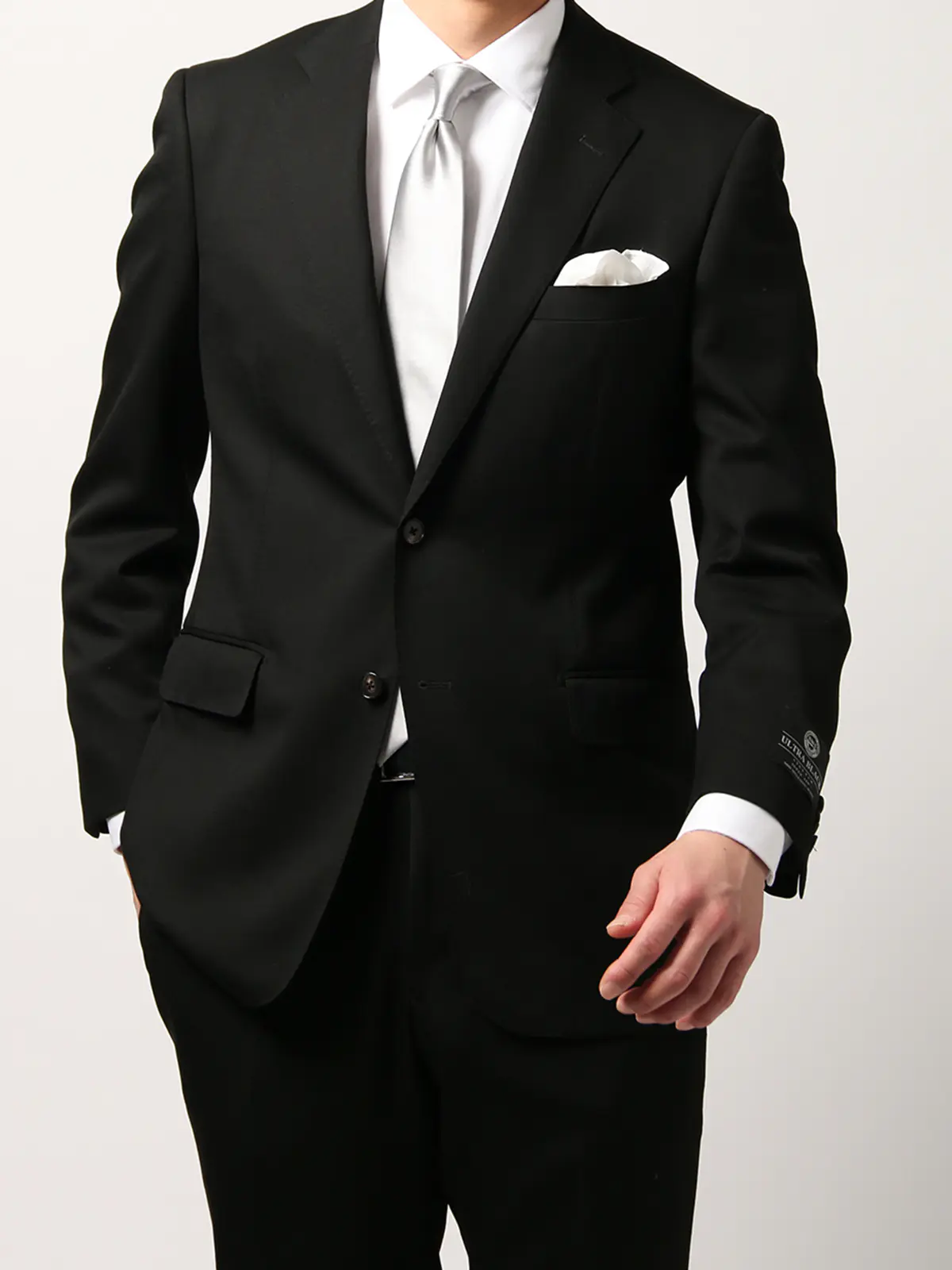 スーツ／フォーマル／2つボタン／無地／IZ01 ブラック 体型（DROP):スリム　8DROP(YA体),身長:175cm