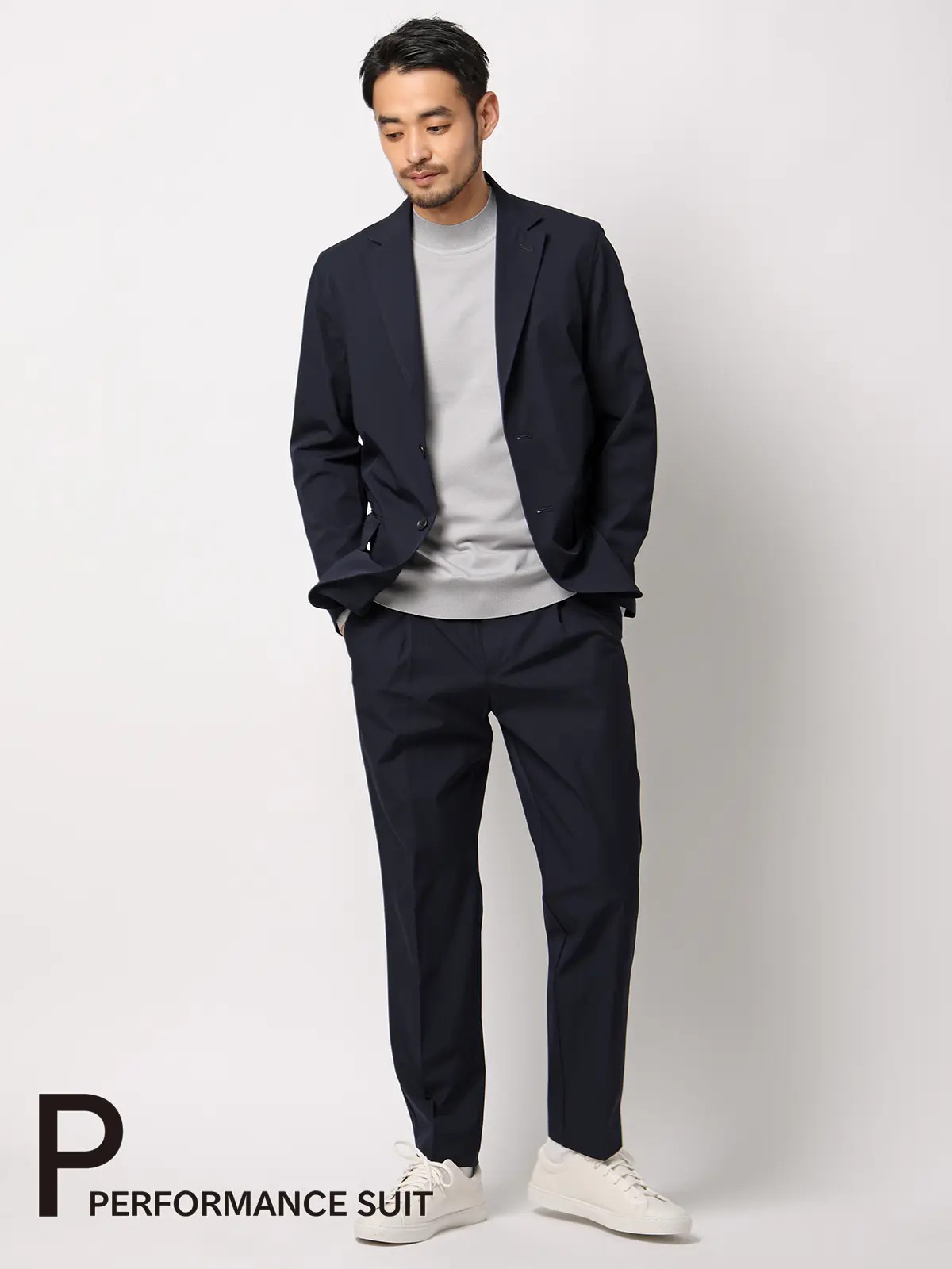 PERFORMANCE SUIT/ジャケット&パンツセットアップ/ウォッシャブル/裾上げ済み ネイビー S