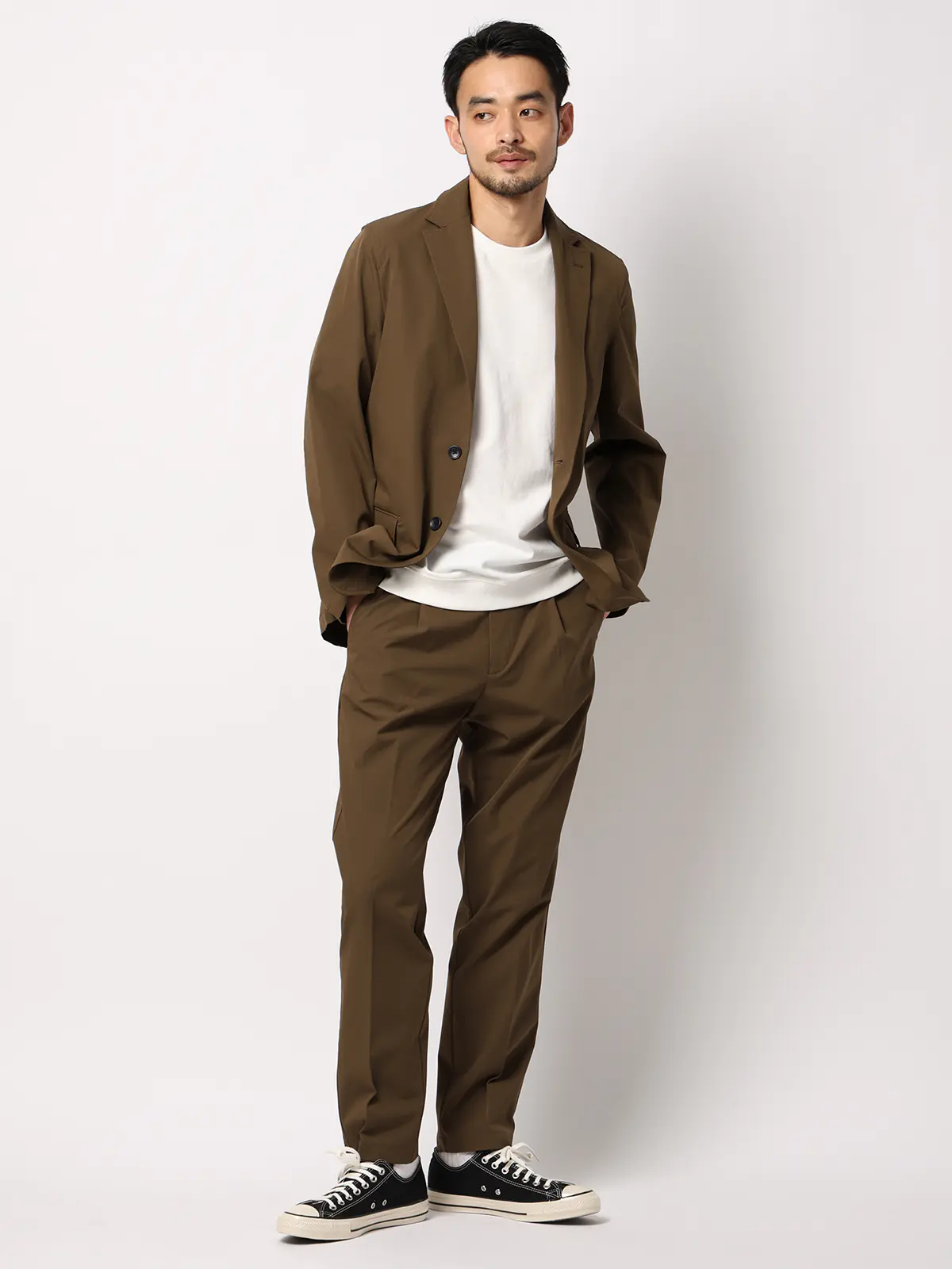 PERFORMANCE SUIT/ジャケット&パンツセットアップ/ウォッシャブル/裾上げ済み カーキ S