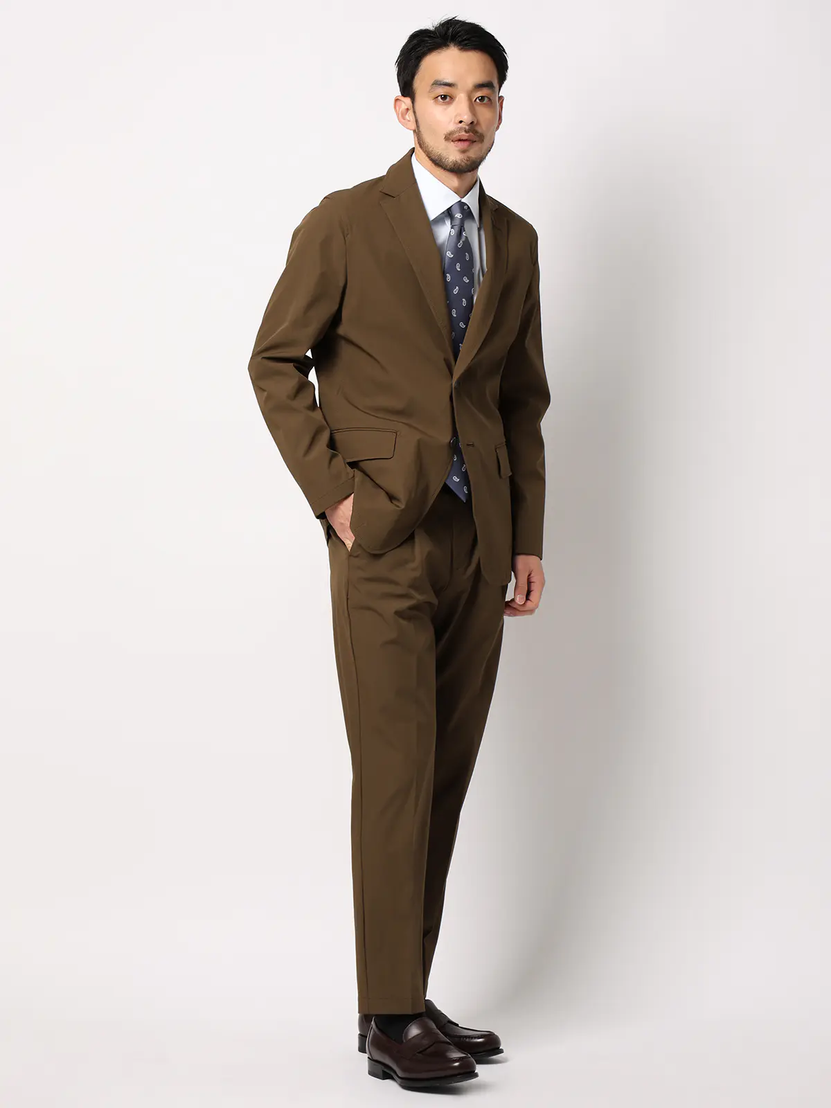 PERFORMANCE SUIT/ジャケット&パンツセットアップ/ウォッシャブル/裾上げ済み カーキ S