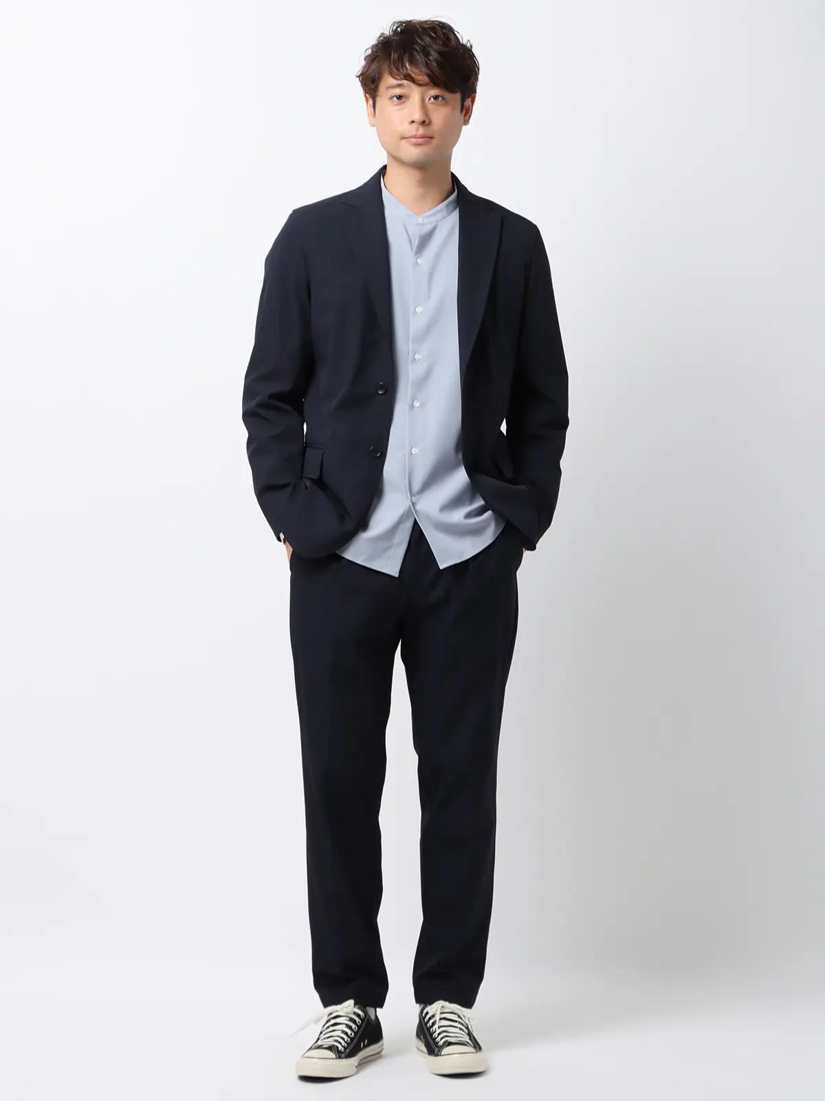 WEB限定／PERFORMANCE SUIT／ジャケット＆パンツ＆ロンTセットアップ／裾上げ済み ネイビー WideLL