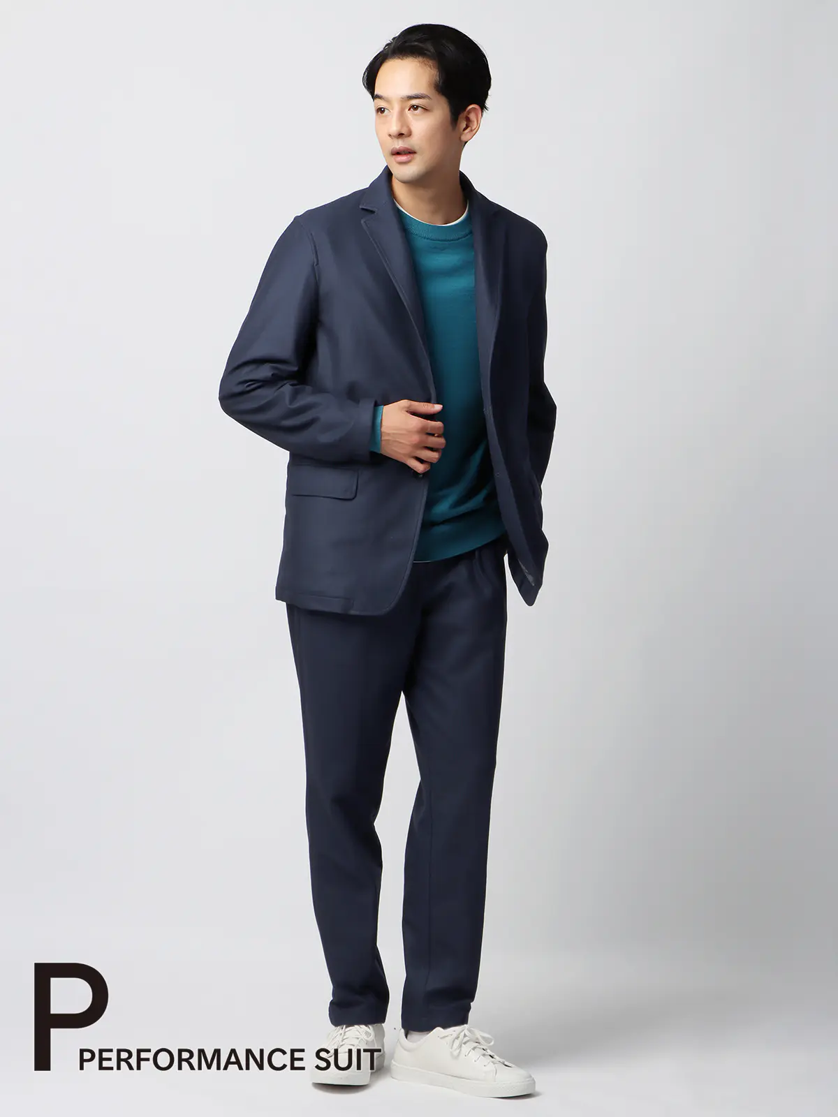 PERFORMANCE SUIT／ジャケット＆パンツセットアップ／ウォッシャブル／裾上げ済み ネイビー S