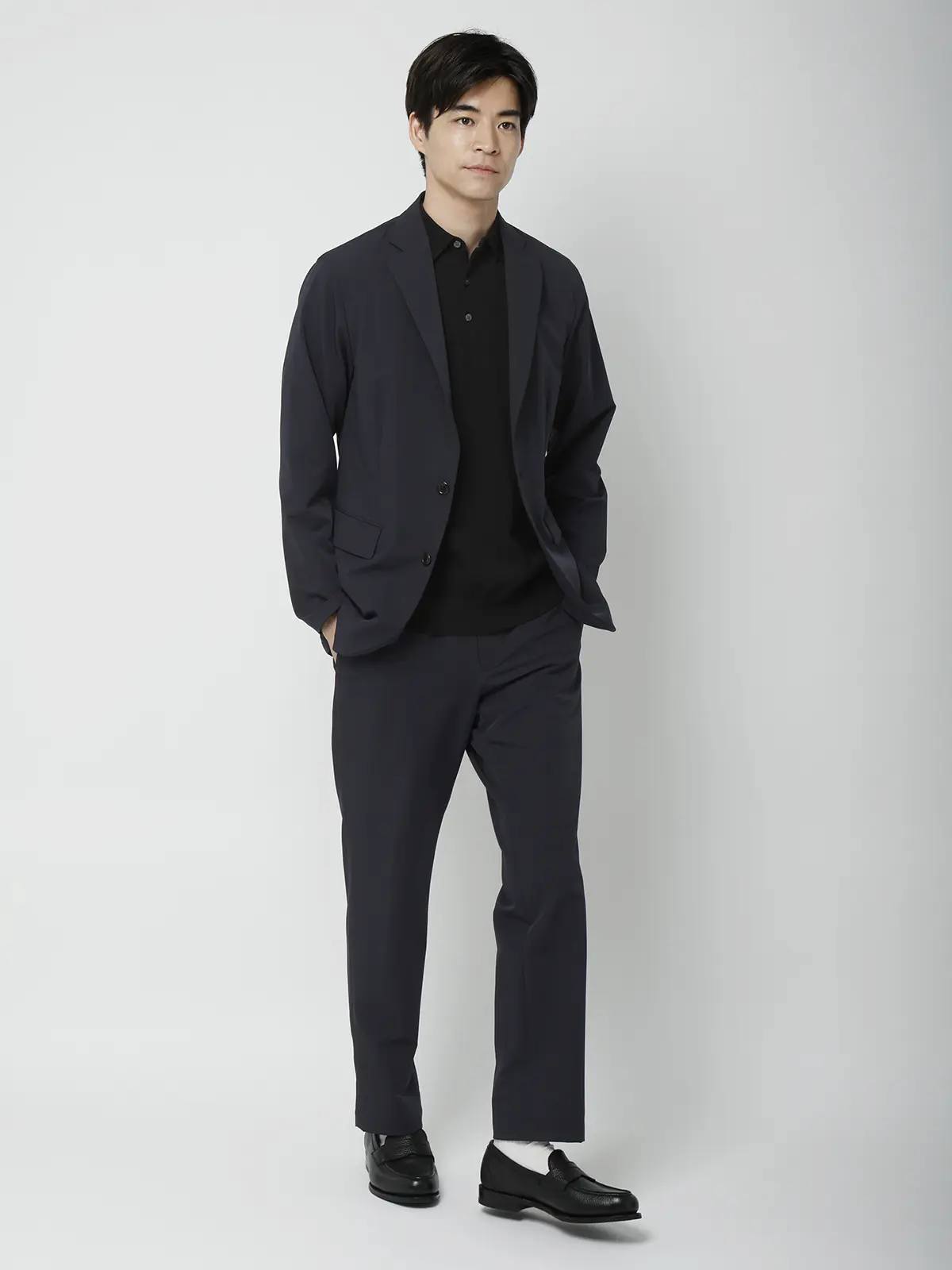 PERFORMANCE SUIT/ジャケット&パンツセットアップ/ウォッシャブル/無地/裾上げ済み ネイビー SS