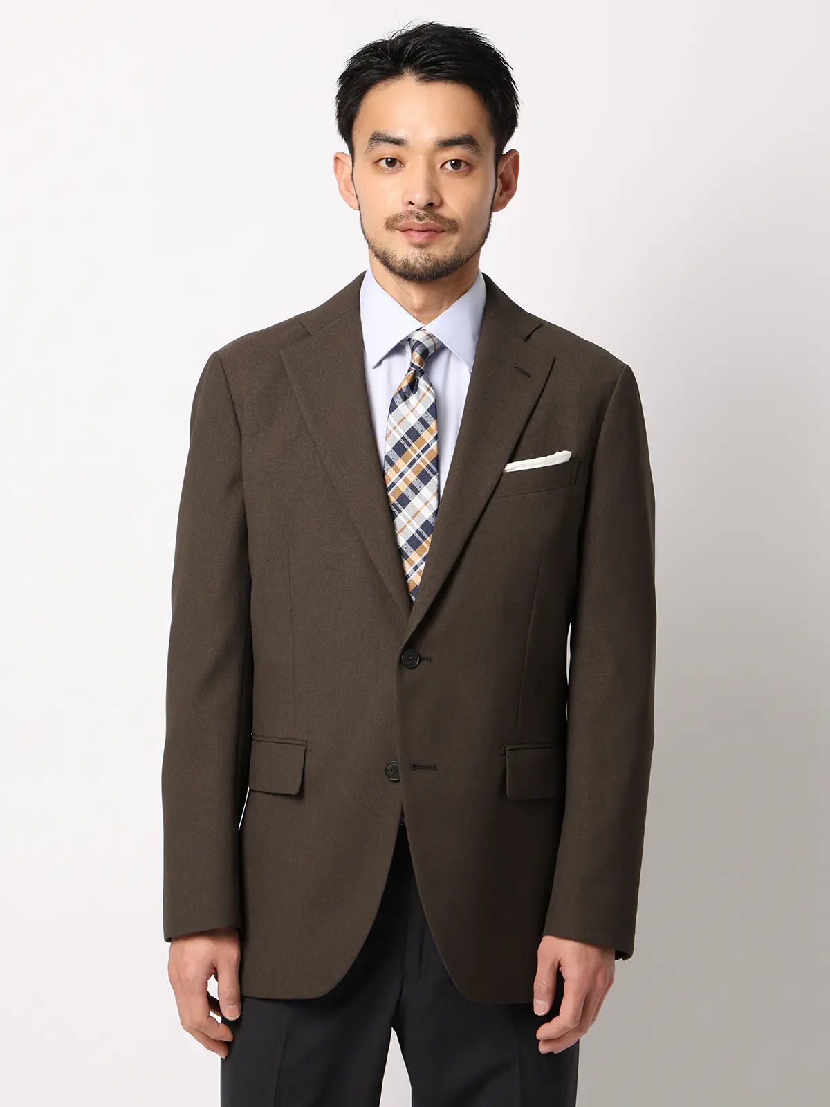 涼しい最高ジャケット／ウォッシャブル／ストレッチ／接触冷感／織柄／CH28 ブラウン S