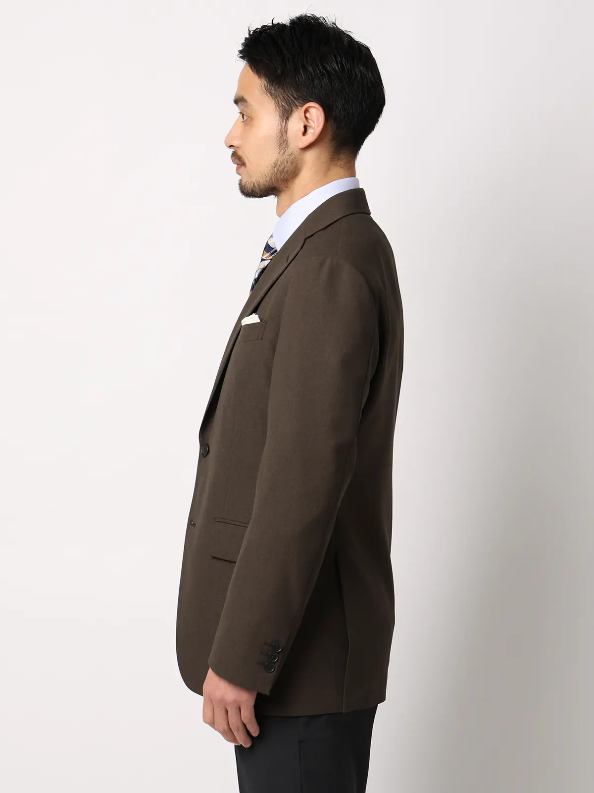 涼しい最高ジャケット／ウォッシャブル／ストレッチ／接触冷感／織柄／CH28 ブラウン S