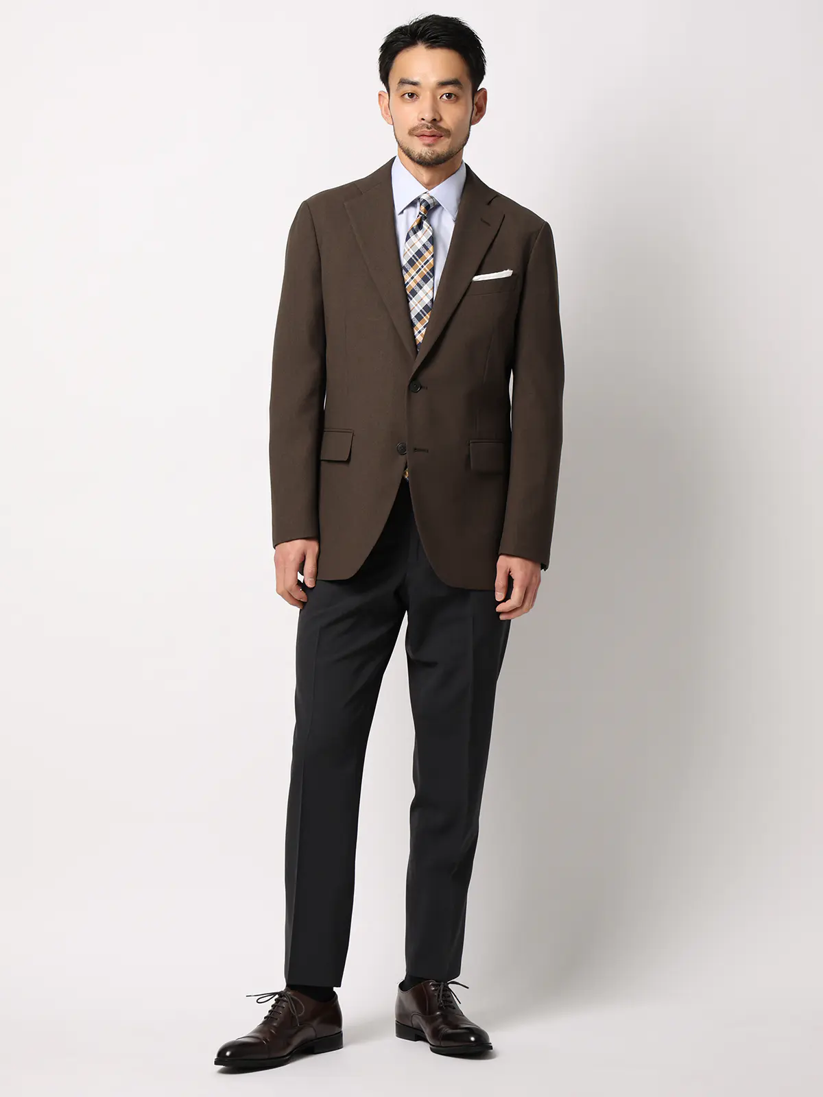 涼しい最高ジャケット／ウォッシャブル／ストレッチ／接触冷感／織柄／CH28 ブラウン S