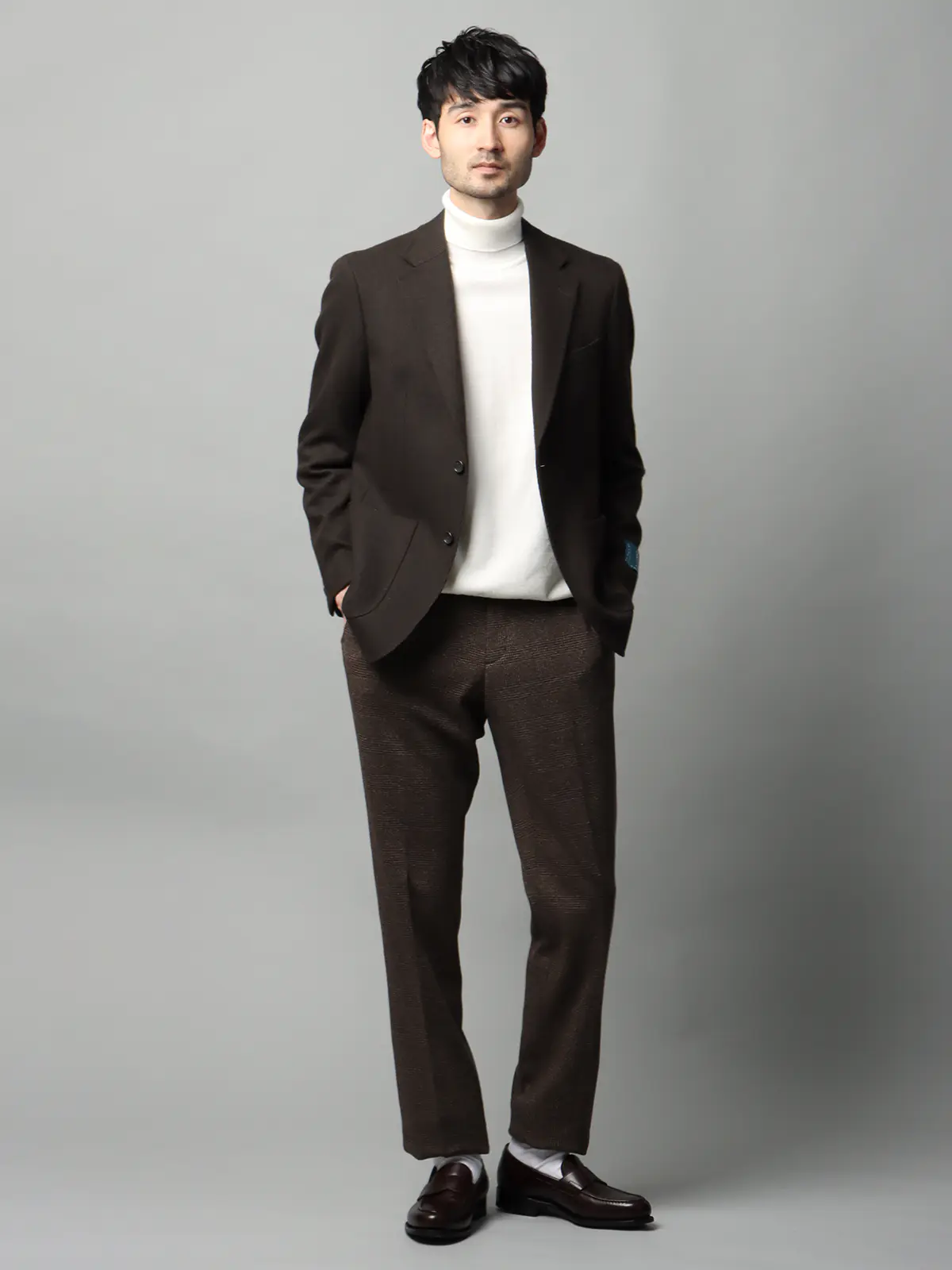 ジャケット/尾州/ウールカシミヤブレンド/ツイル/CR02 ブラウン SS