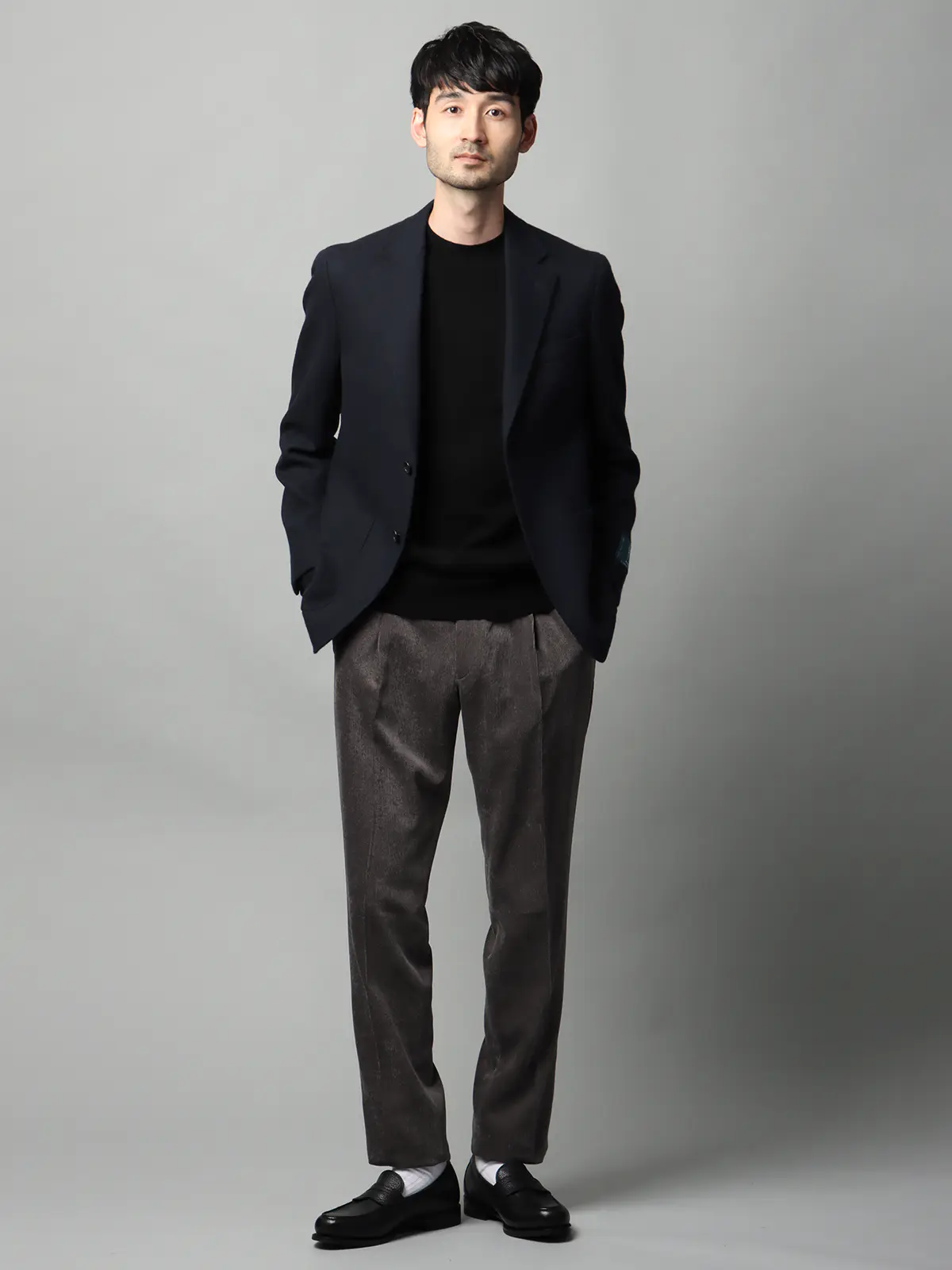 ジャケット／尾州／ウールカシミヤブレンド／ツイル／CR02 ネイビー SS