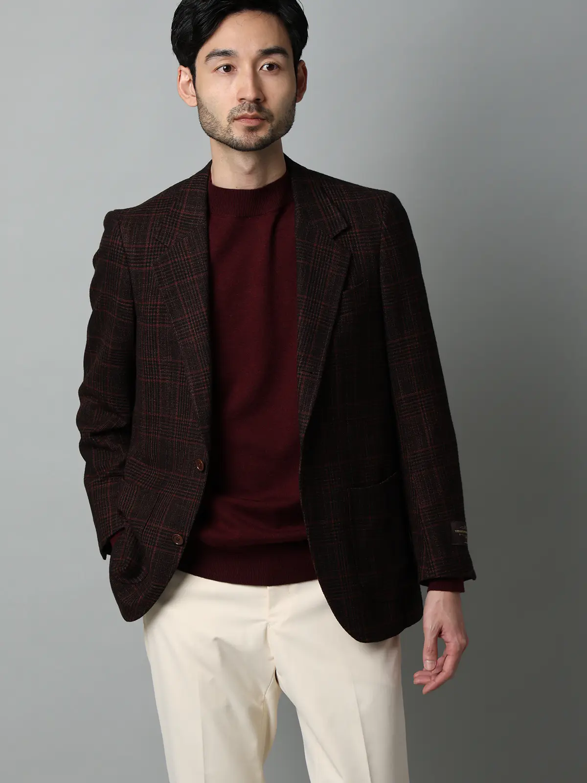 ジャケット／CANONICO／ウール／グレンチェック／LE03 ブラウン M