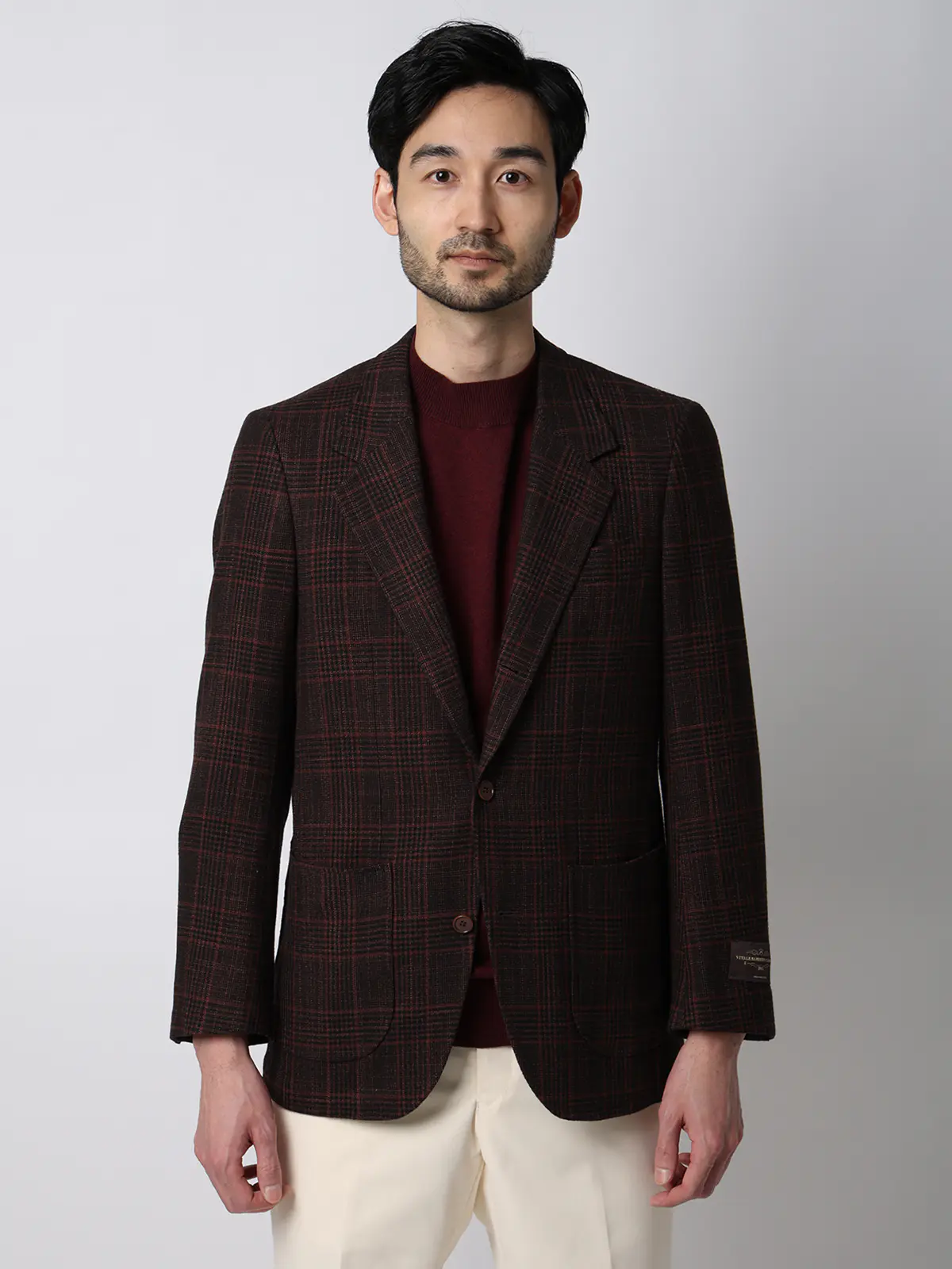 ジャケット／CANONICO／ウール／グレンチェック／LE03 ブラウン M