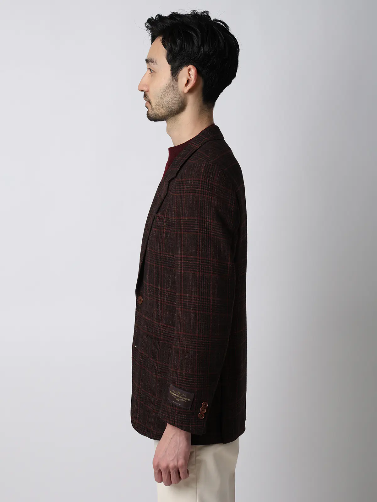 ジャケット／CANONICO／ウール／グレンチェック／LE03 ブラウン M