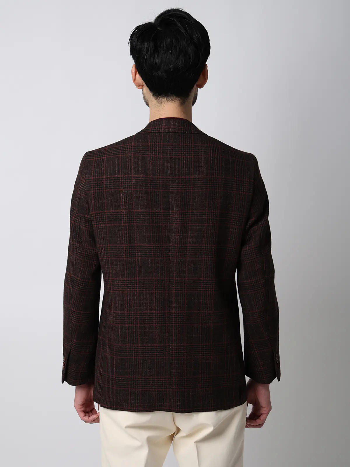 ジャケット／CANONICO／ウール／グレンチェック／LE03 ブラウン M