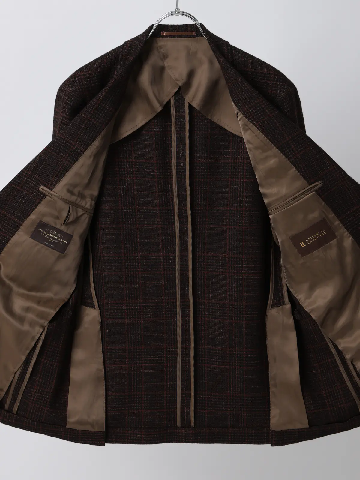 ジャケット／CANONICO／ウール／グレンチェック／LE03 ブラウン M