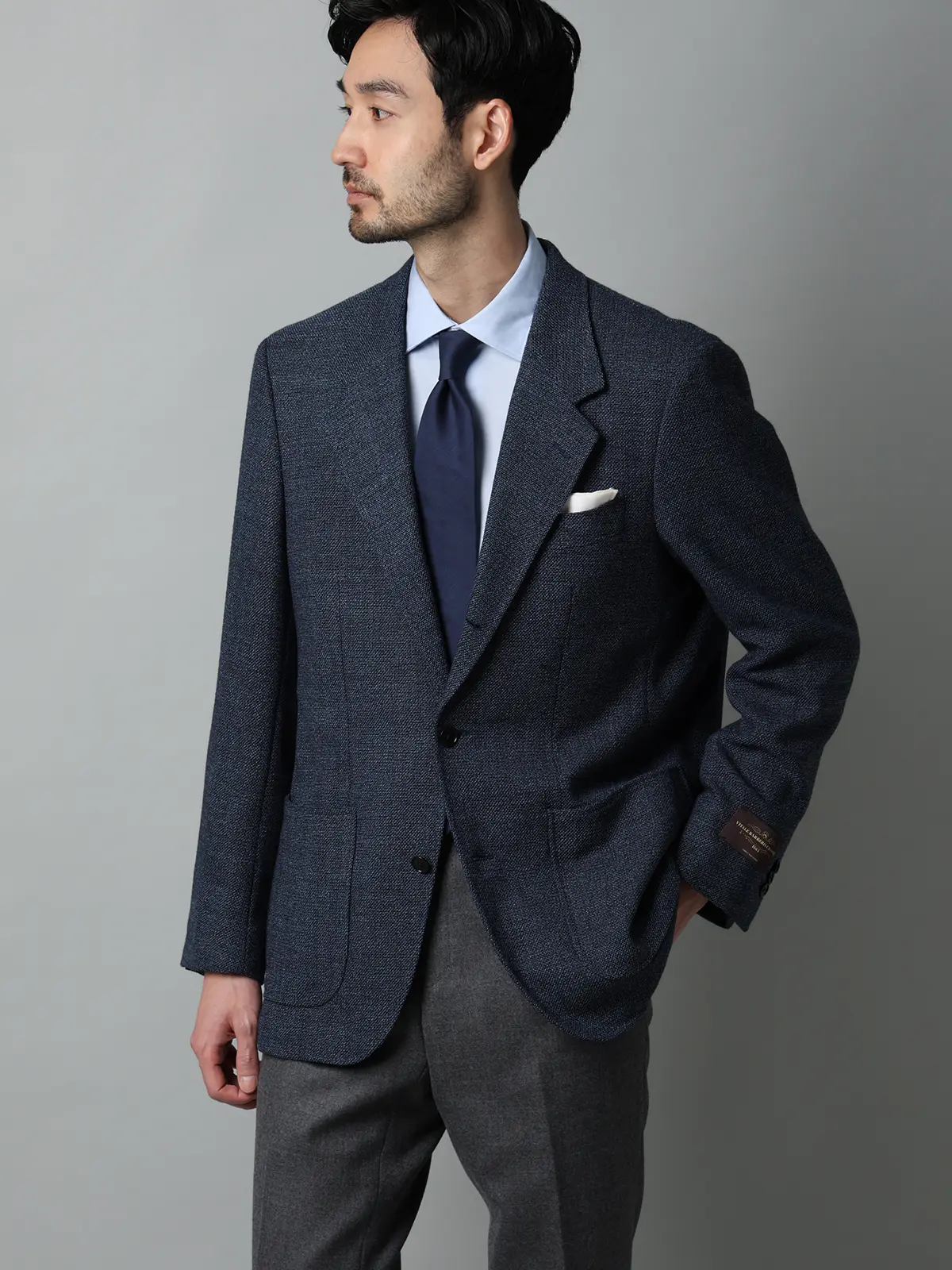 ジャケット／CANONICO／ウール／織柄／LE03 ブルー M