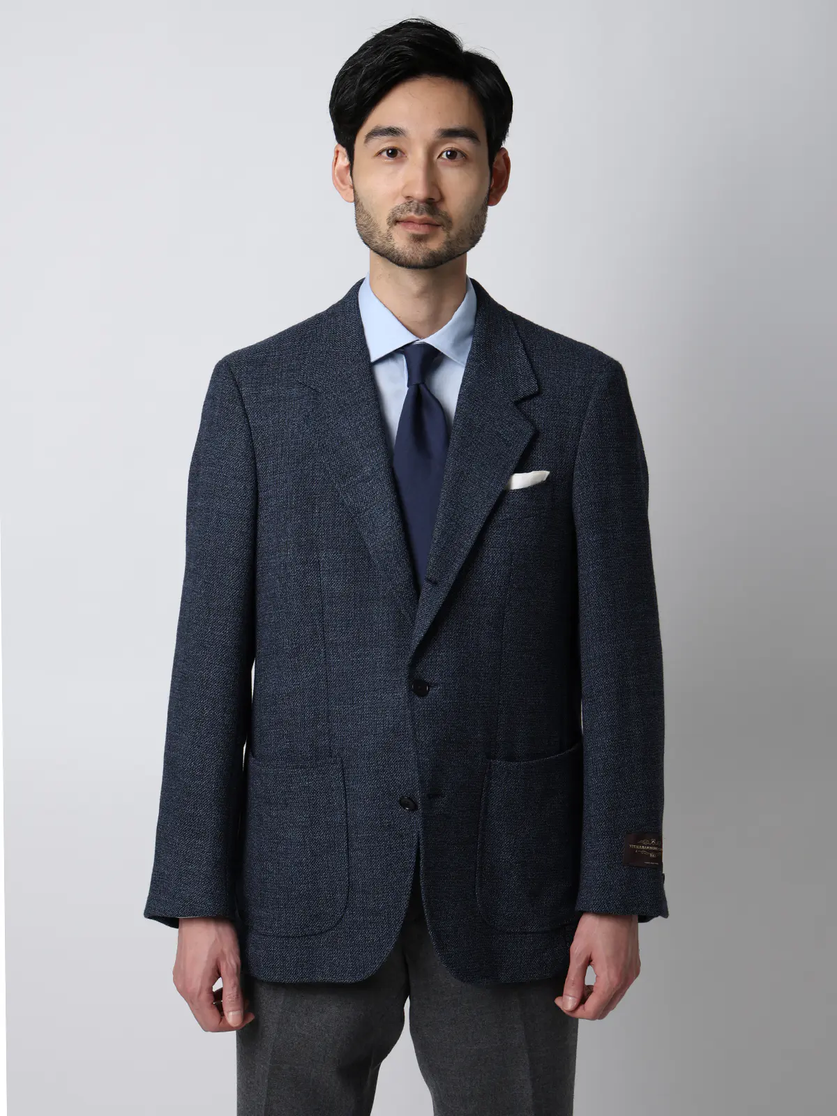 ジャケット／CANONICO／ウール／織柄／LE03 ブルー M