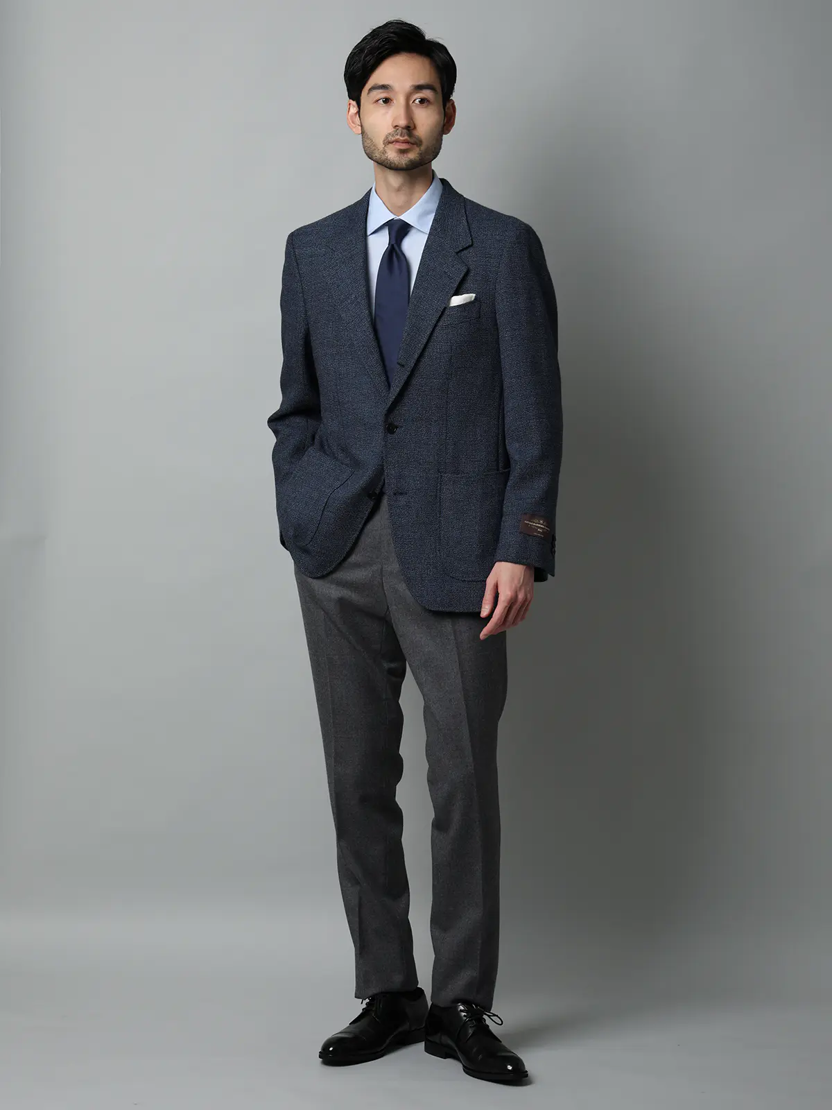 ジャケット／CANONICO／ウール／織柄／LE03 ブルー M