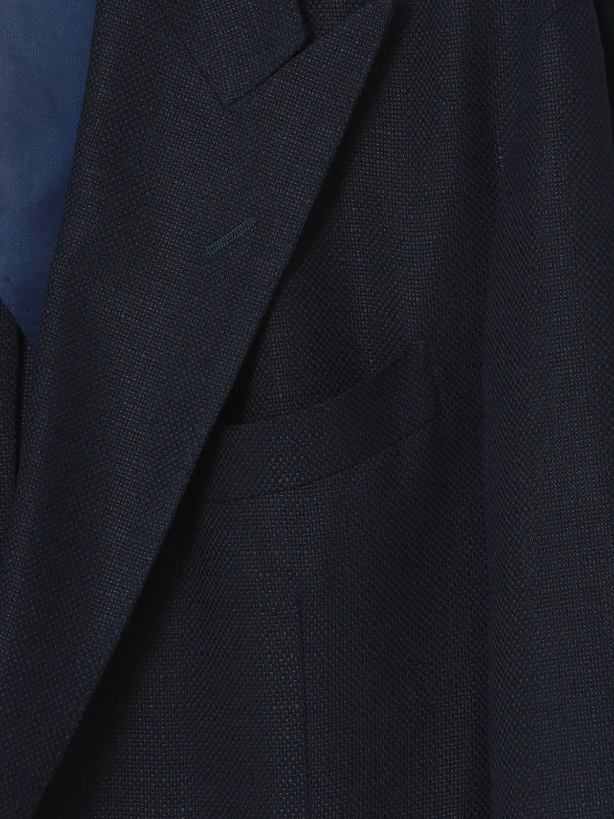 GOOVI／ダブルブレストジャケット／バンブーウールメッシュ／織柄 ネイビー 0