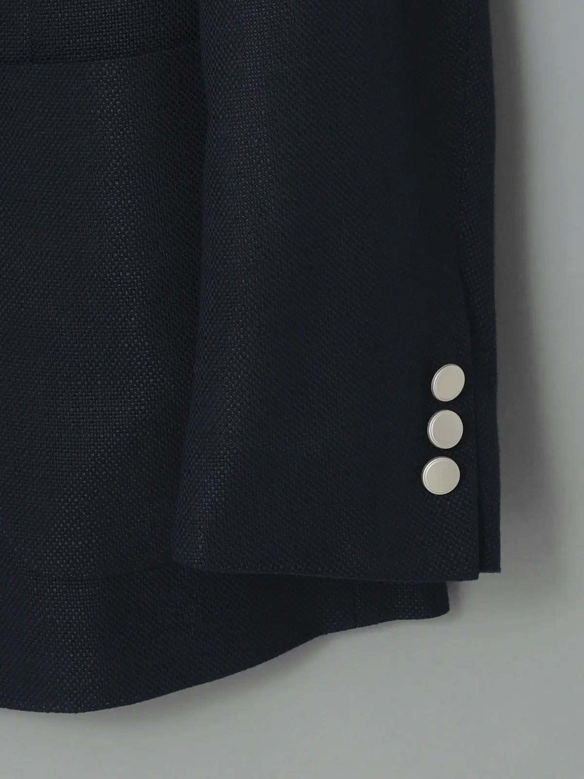 GOOVI／ダブルブレストジャケット／バンブーウールメッシュ／織柄 ネイビー 0