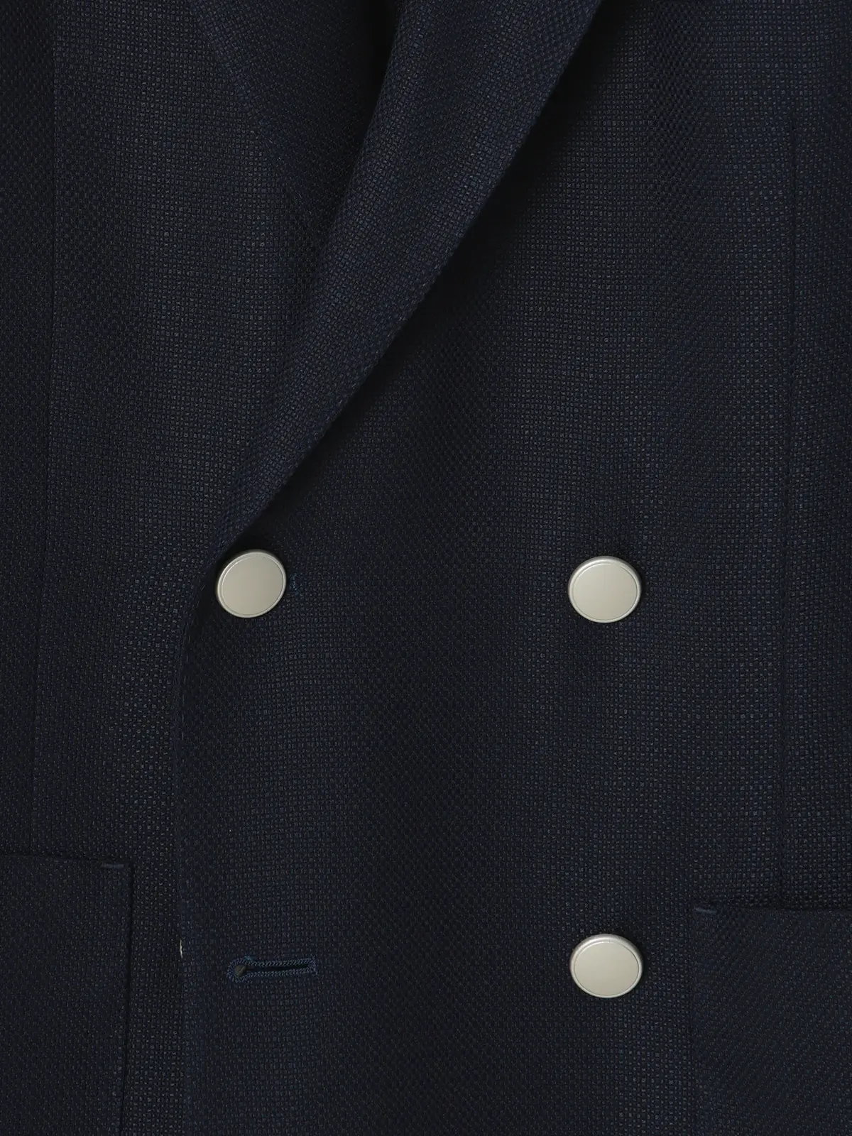 GOOVI／ダブルブレストジャケット／バンブーウールメッシュ／織柄 ネイビー 0
