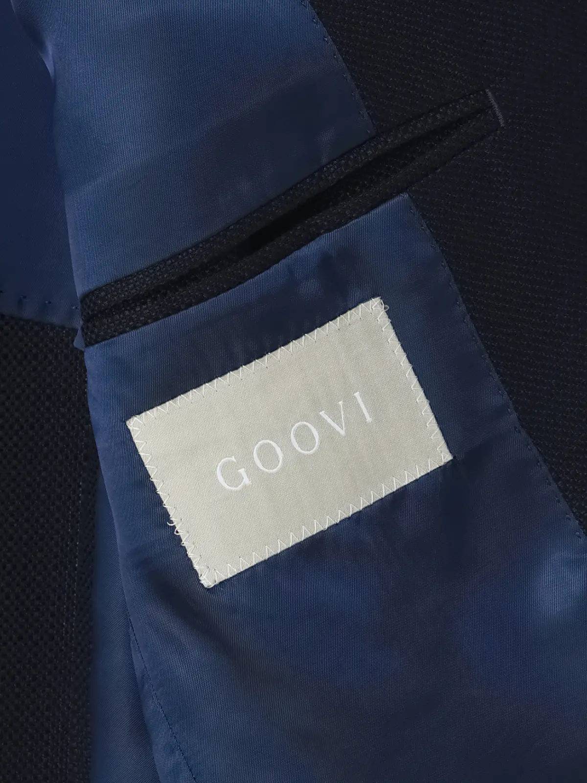GOOVI／ダブルブレストジャケット／バンブーウールメッシュ／織柄 ネイビー 0