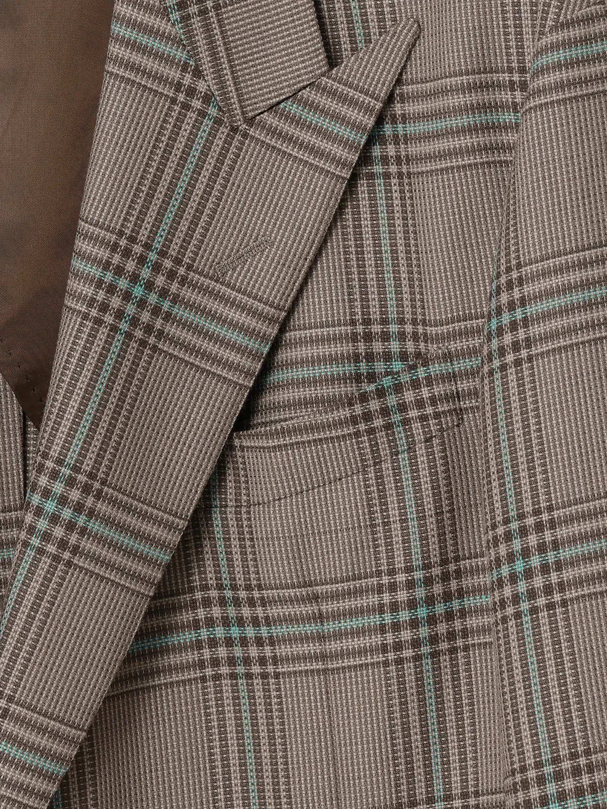 GOOVI／ダブルブレストジャケット／SUPER100'sウール×シルク／カラープレイド ベージュ 0