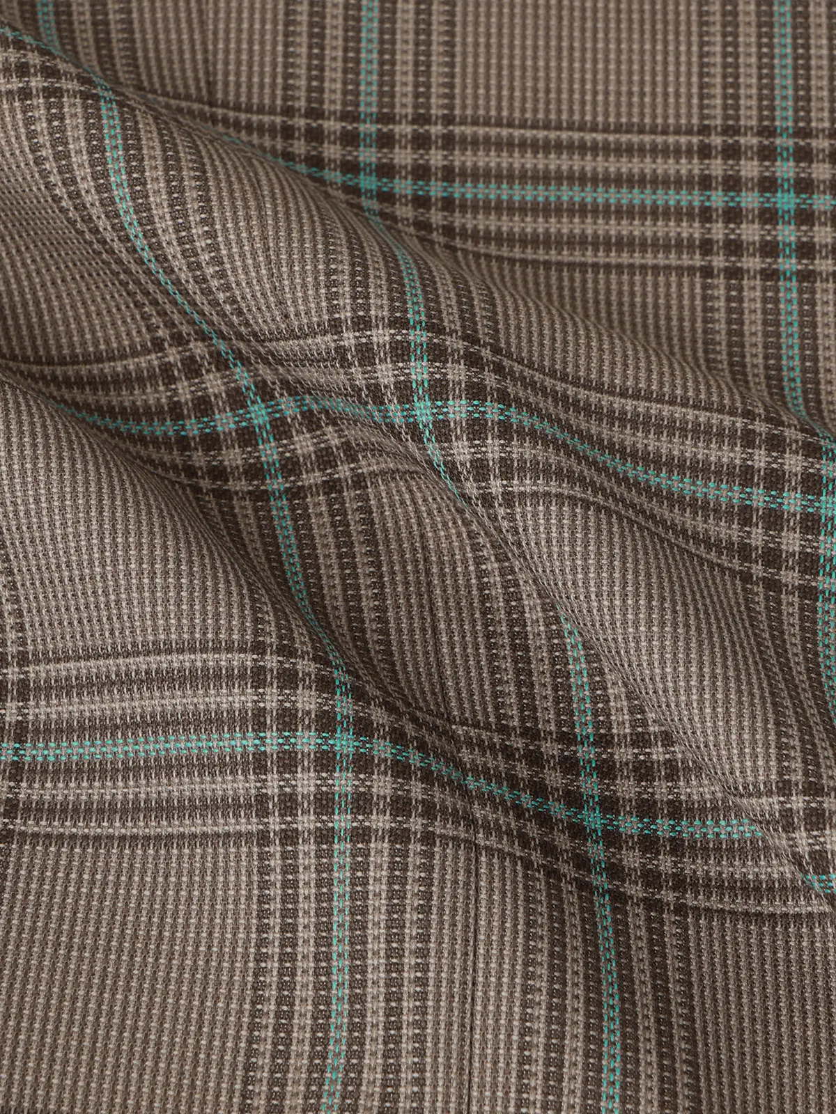 GOOVI／ダブルブレストジャケット／SUPER100'sウール×シルク／カラープレイド ベージュ 0