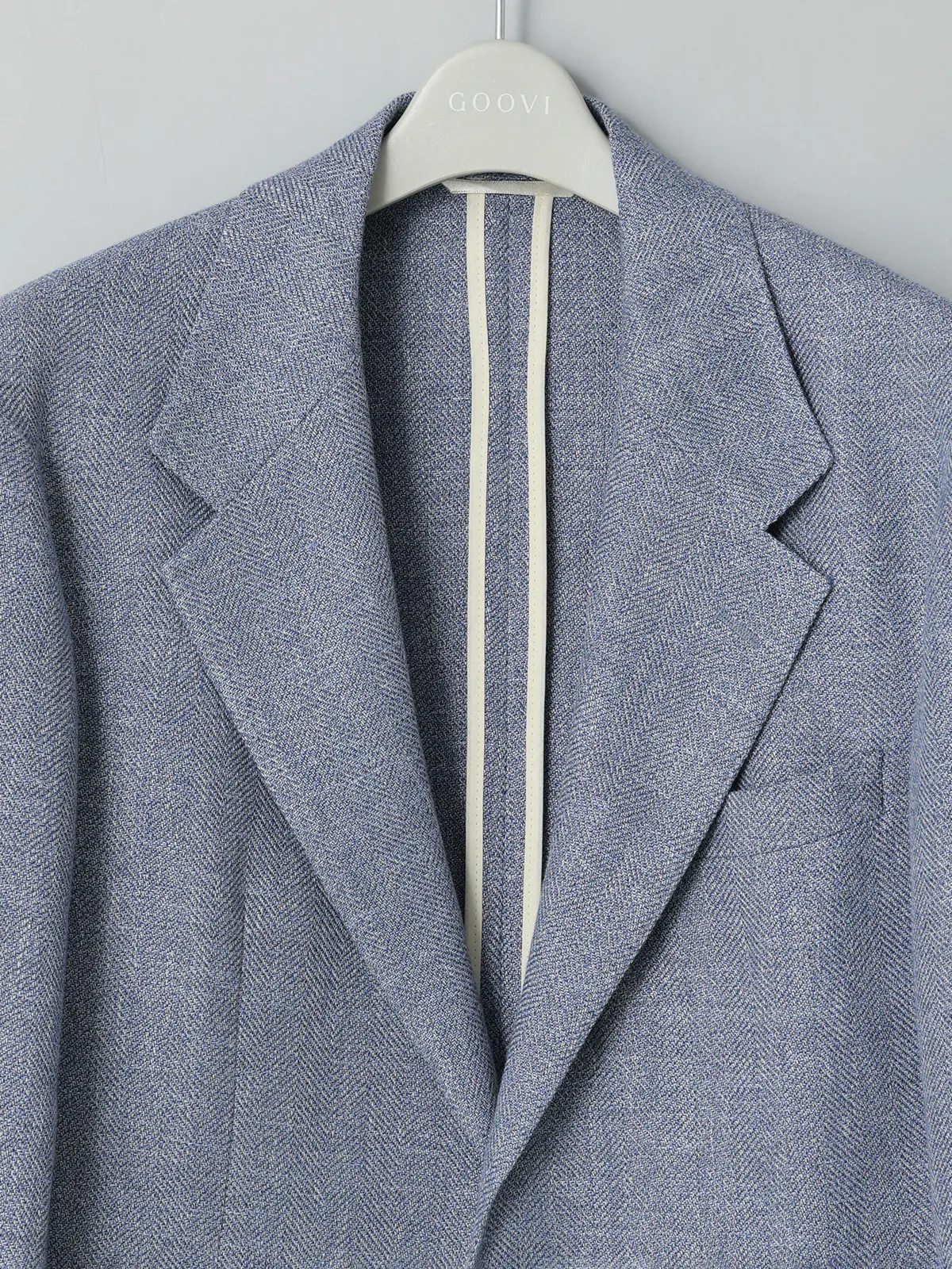 GOOVI／ジャケット／ウールリネンサマーツィード／ヘリンボーン サックス 0
