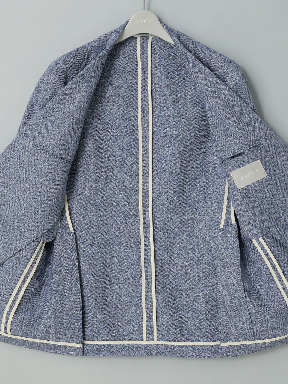 GOOVI／ジャケット／ウールリネンサマーツィード／ヘリンボーン サックス 0