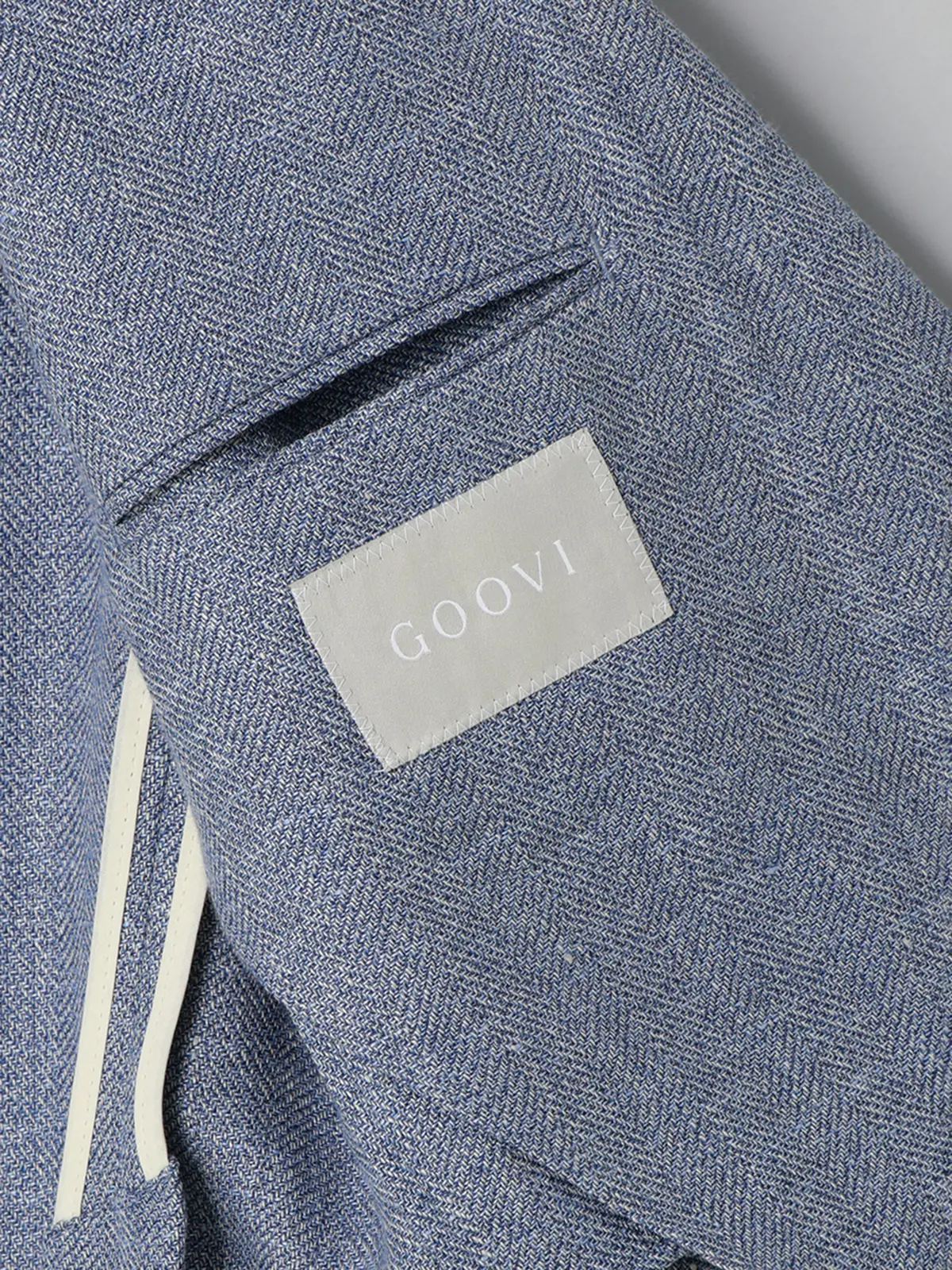 GOOVI／ジャケット／ウールリネンサマーツィード／ヘリンボーン サックス 0