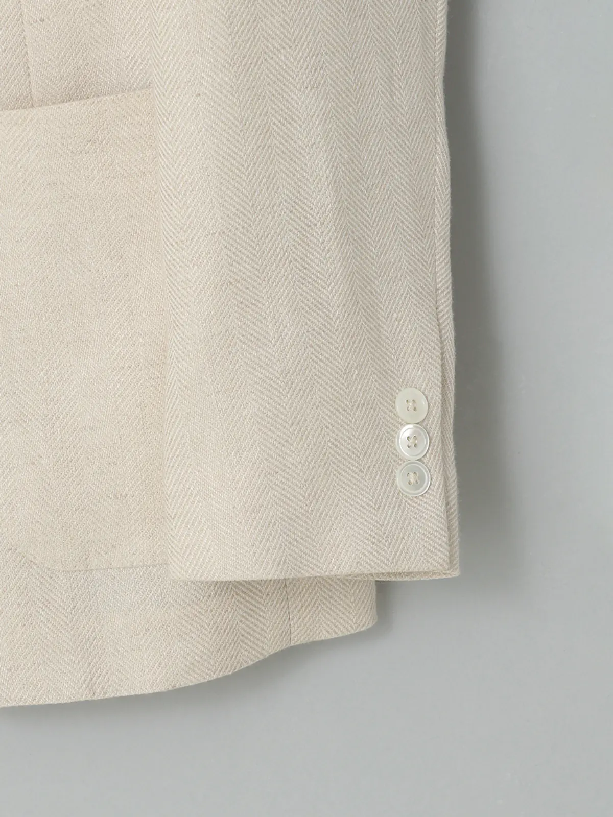 GOOVI／ジャケット／ウールリネンサマーツィード／ヘリンボーン ベージュ 0