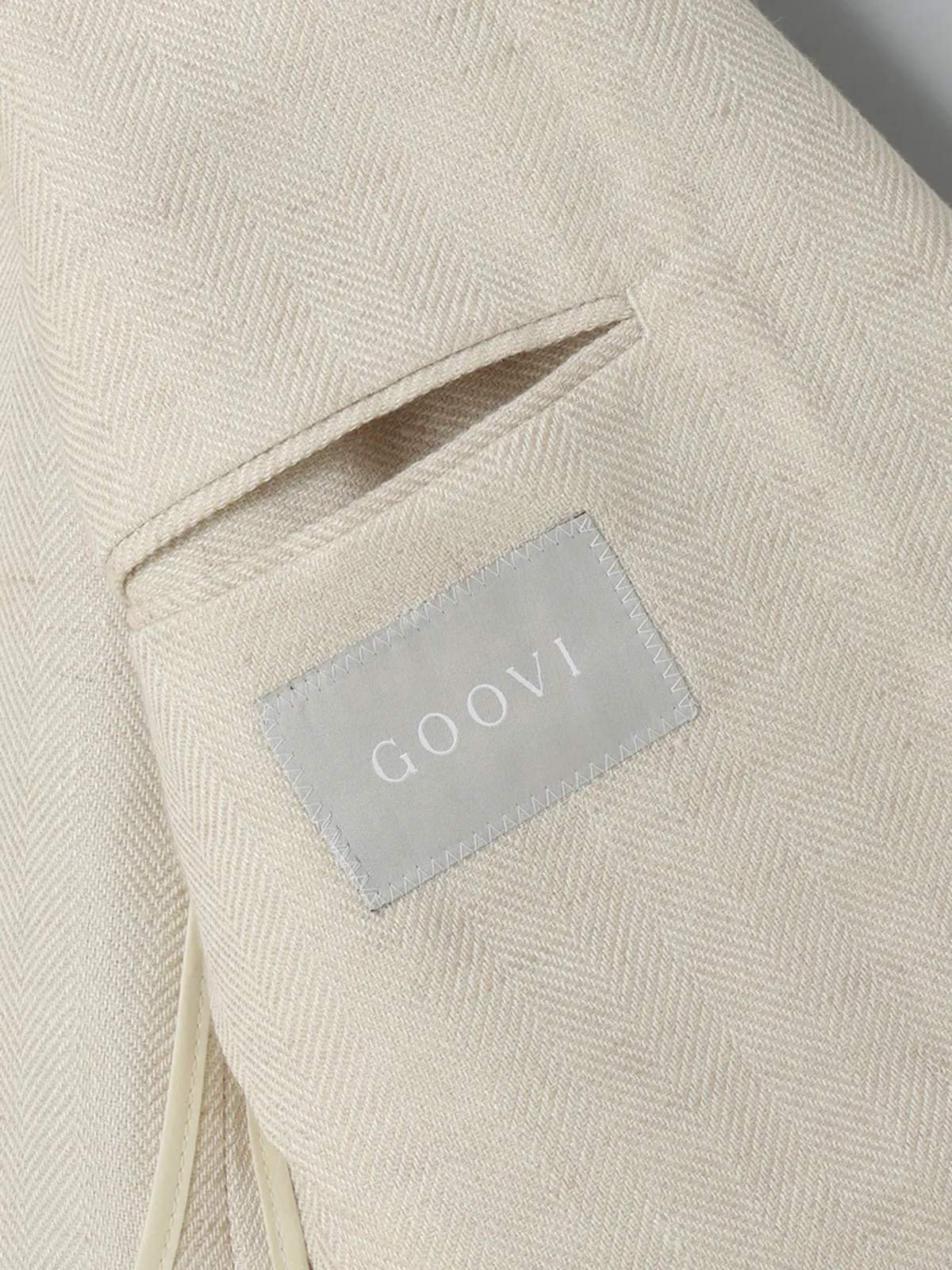 GOOVI／ジャケット／ウールリネンサマーツィード／ヘリンボーン ベージュ 0