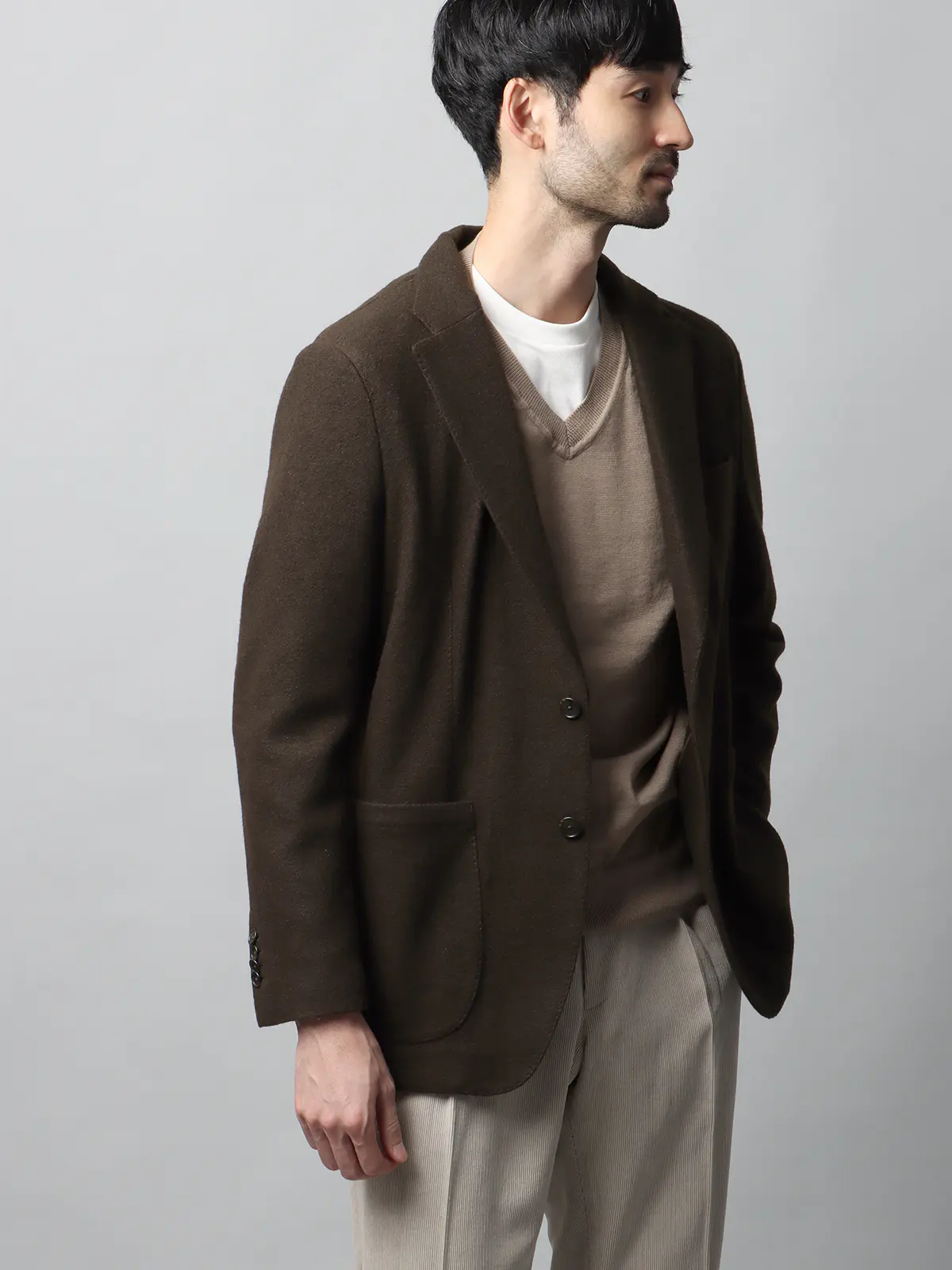 ジャケット/ストレッチ/パイルジャージー/無地/IM01 ブラウン S