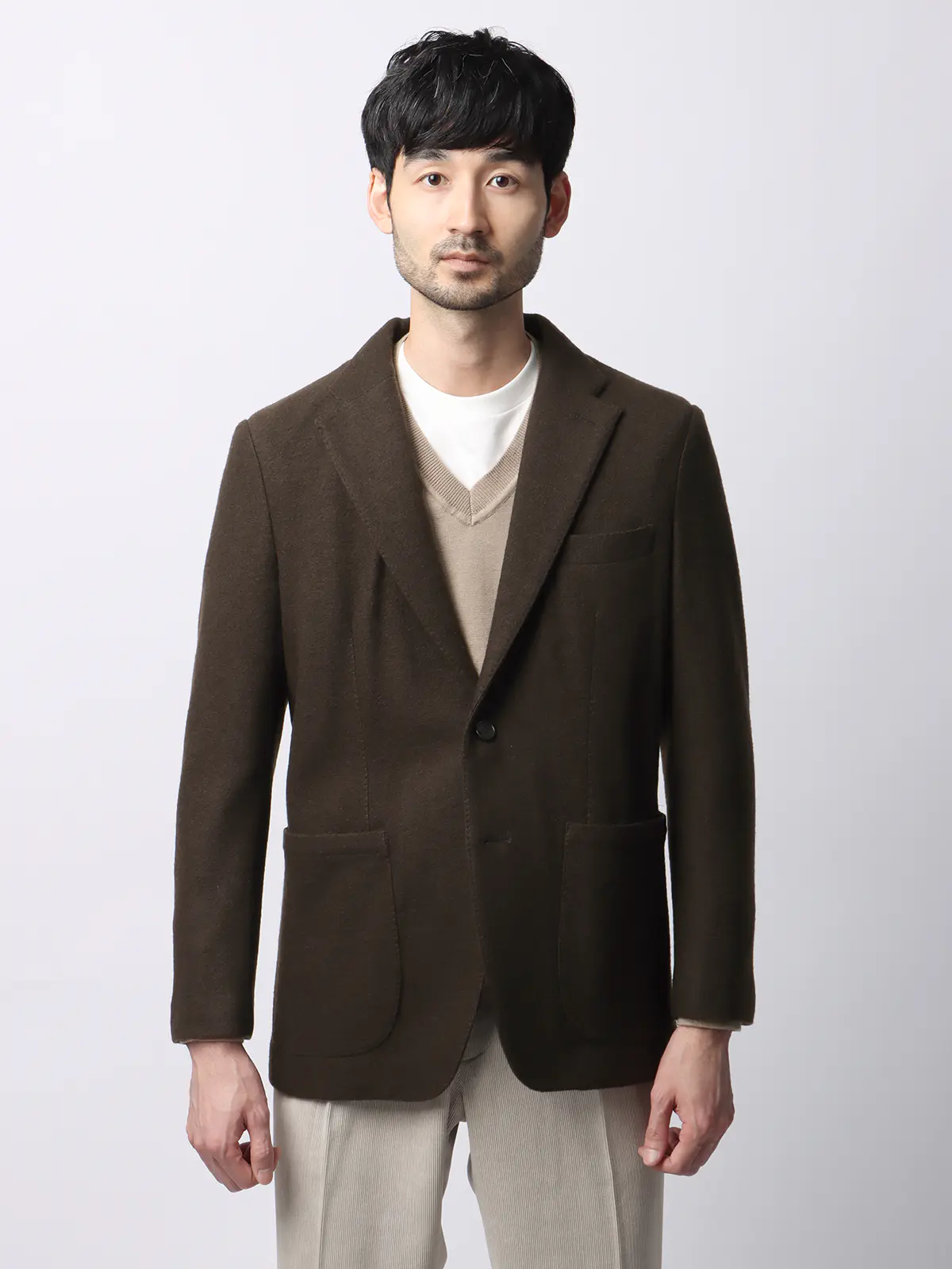 ジャケット/ストレッチ/パイルジャージー/無地/IM01 ブラウン S