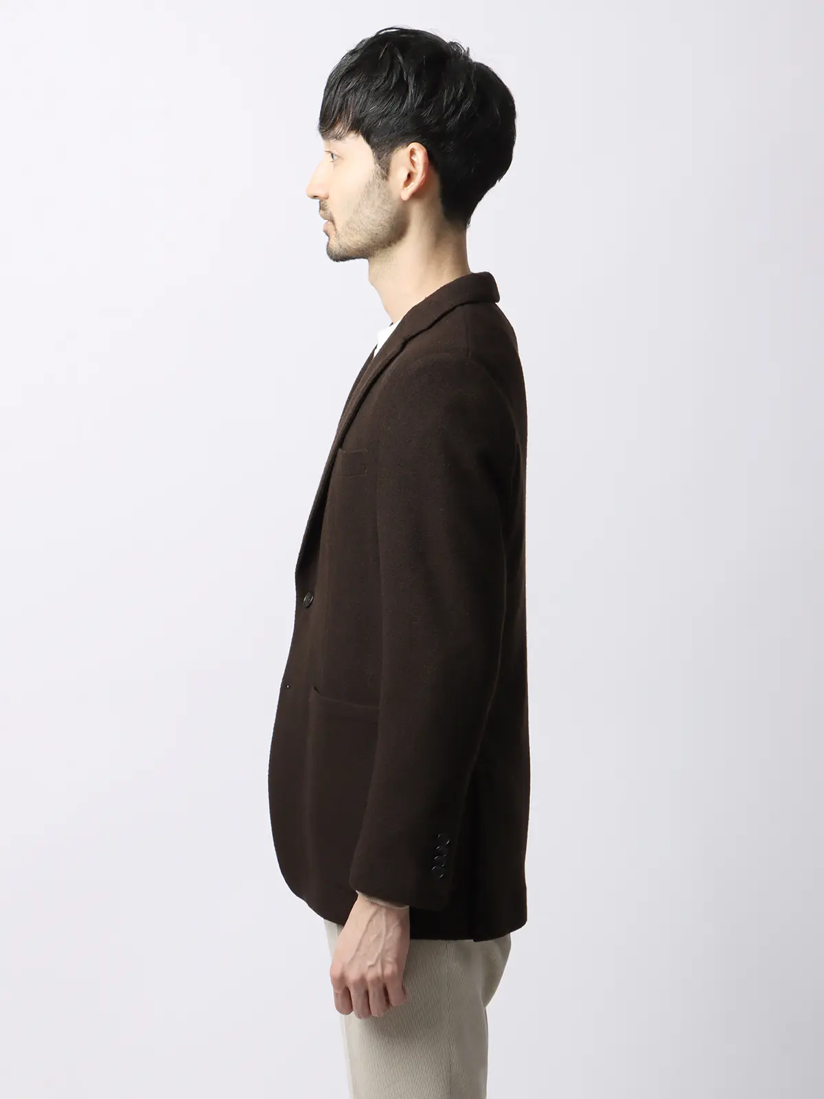 ジャケット/ストレッチ/パイルジャージー/無地/IM01 ブラウン S