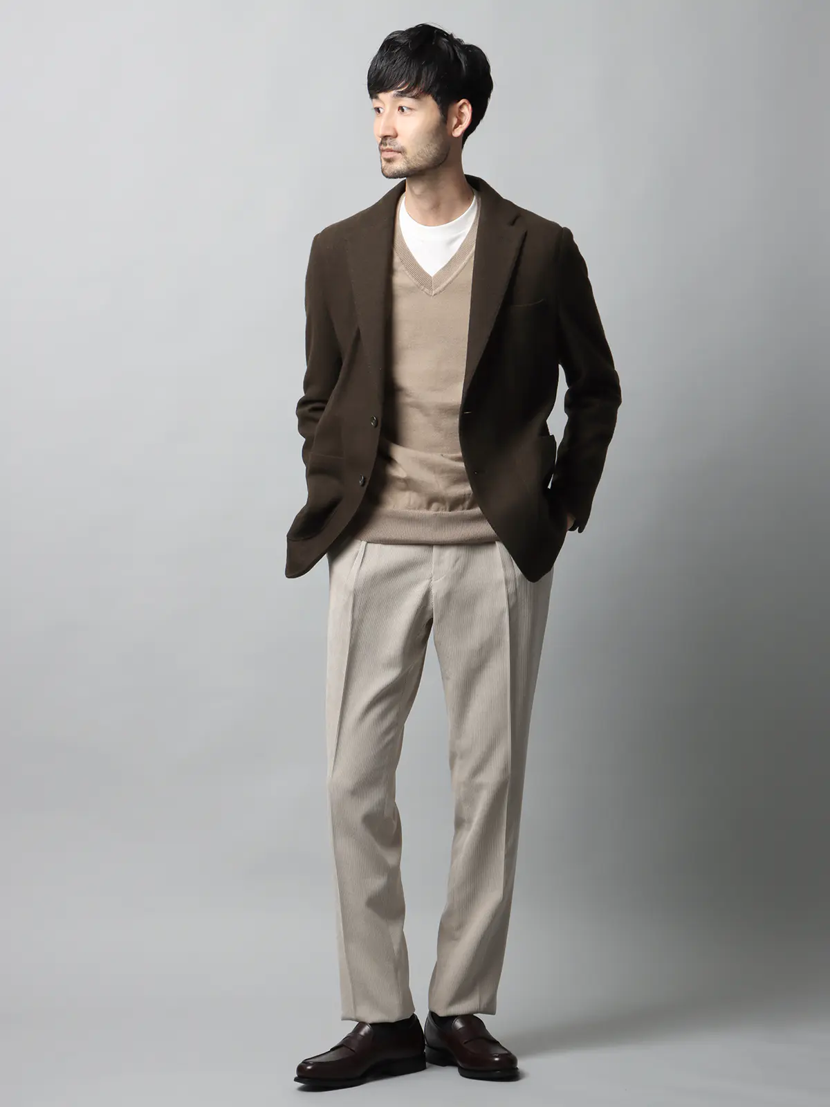 ジャケット/ストレッチ/パイルジャージー/無地/IM01 ブラウン S