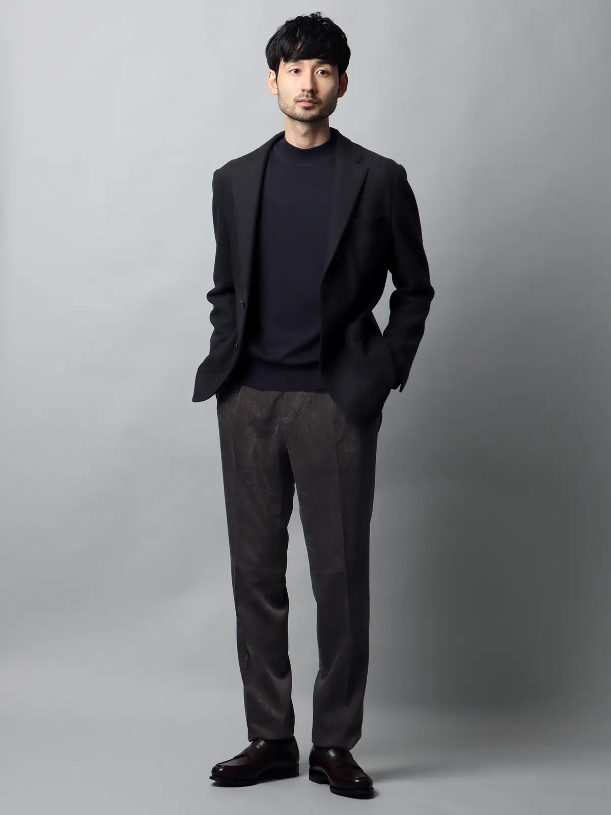 ジャケット/ストレッチ/パイルジャージー/無地/IM01 ネイビー M