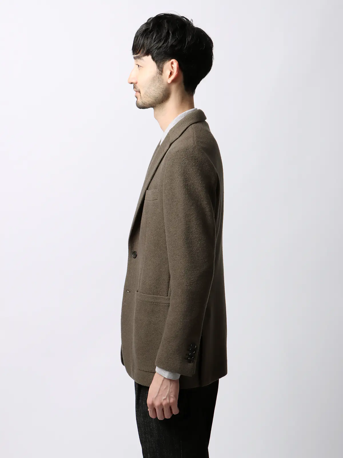 ジャケット／ストレッチ／パイルジャージー／無地／IM01 カーキ S