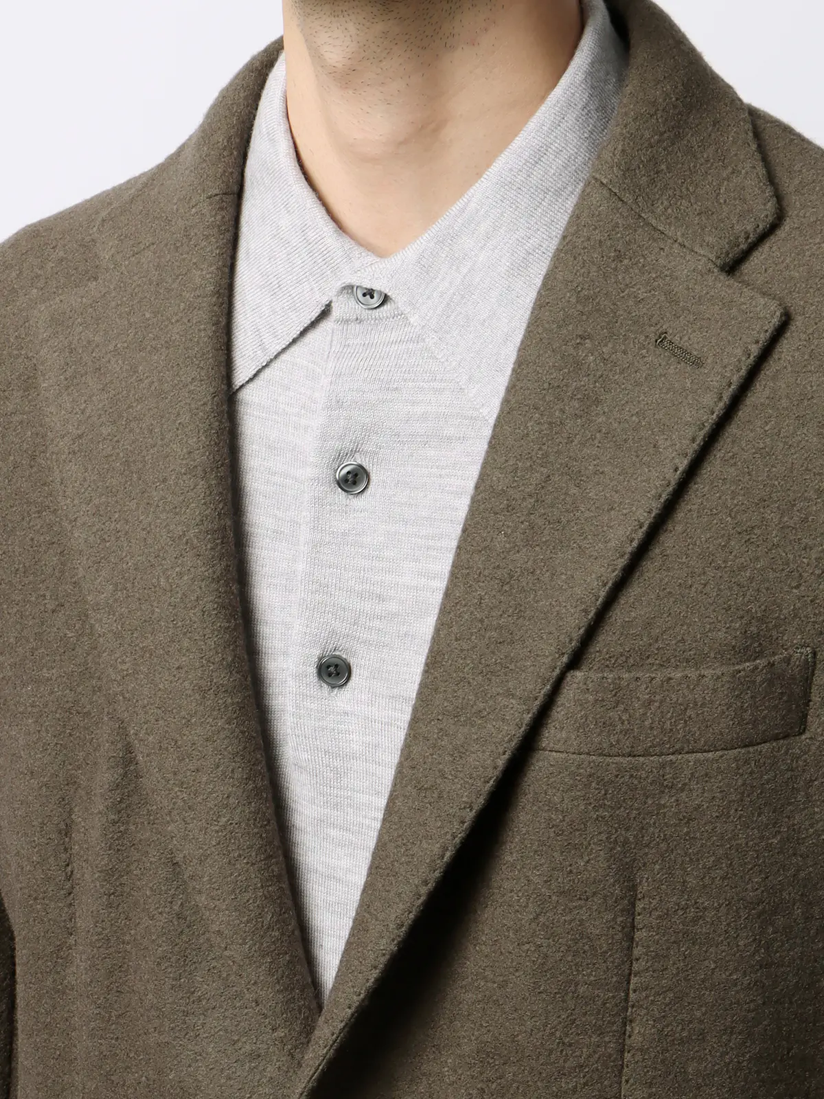 ジャケット／ストレッチ／パイルジャージー／無地／IM01 カーキ S