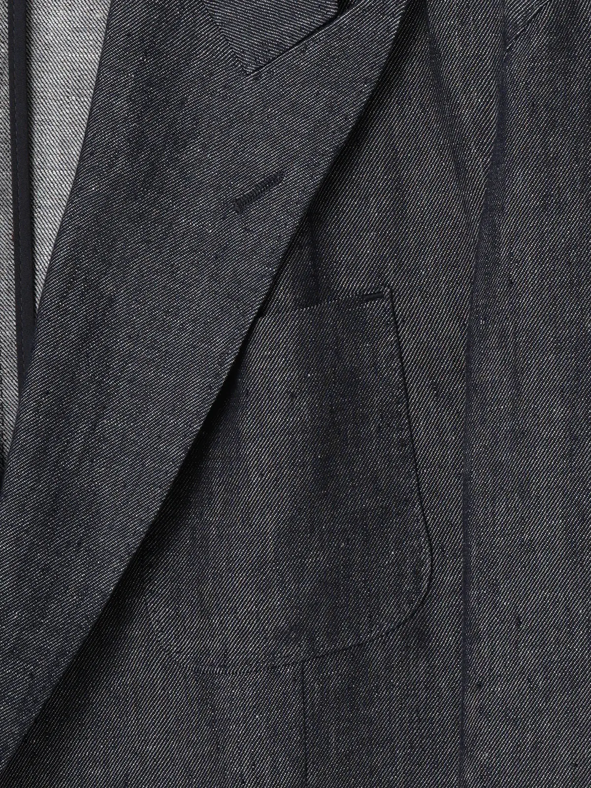 GOOVI／ダブルブレストジャケット／リネンデニム／無地 ネイビー 0