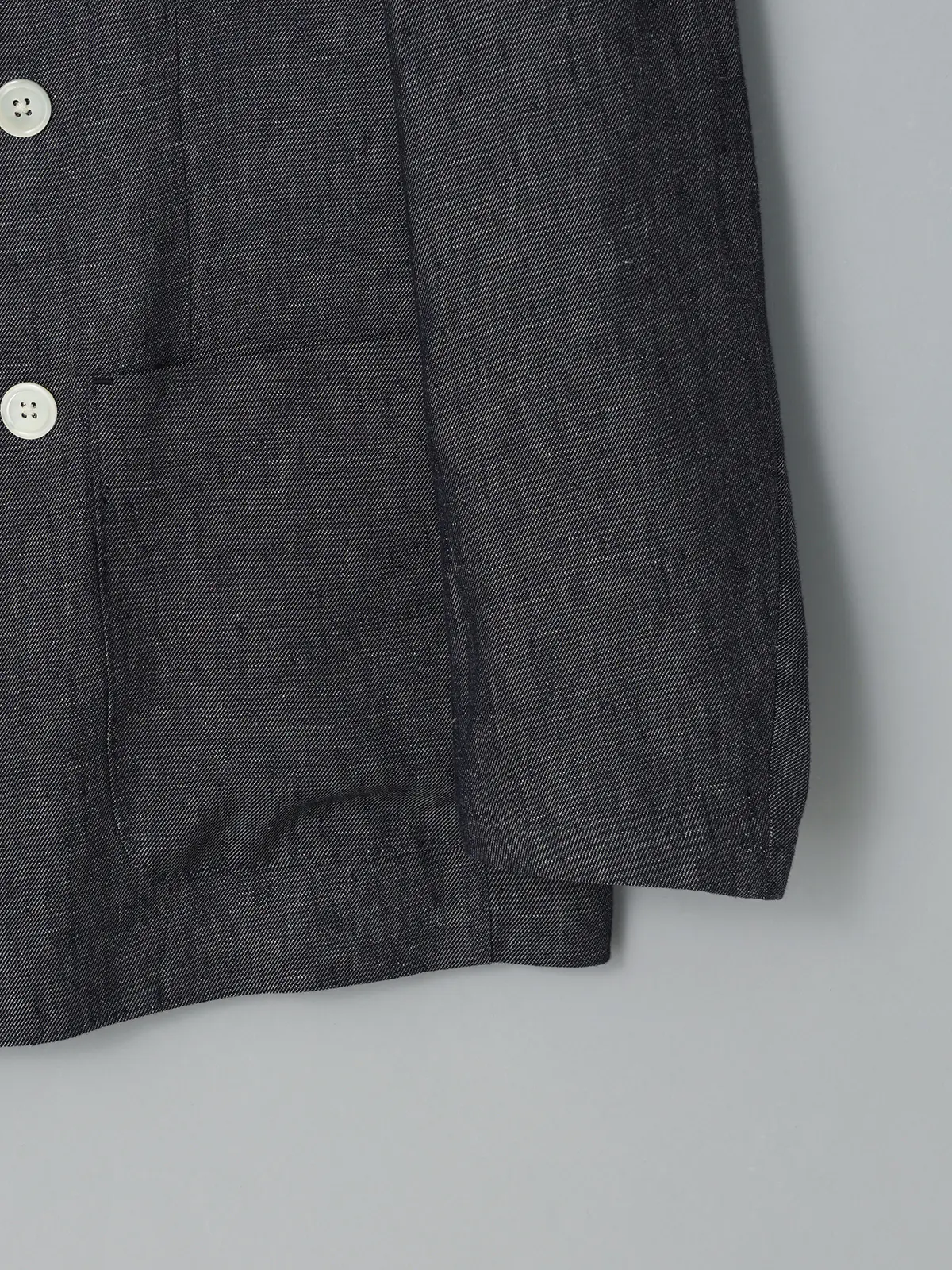 GOOVI／ダブルブレストジャケット／リネンデニム／無地 ネイビー 0