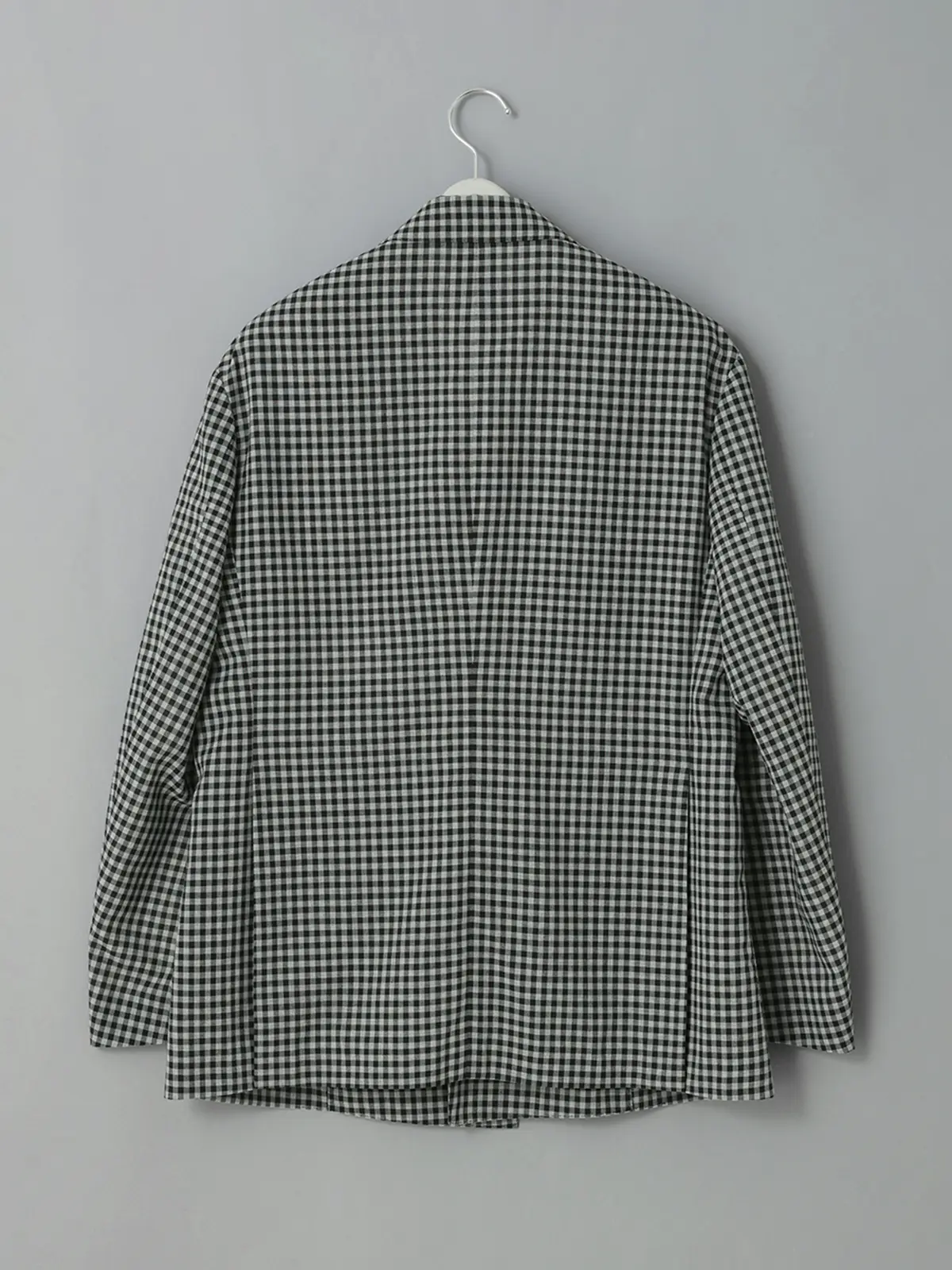 GOOVI／ダブルブレストジャケット／ポリエステルリネン／ギンガムチェック グレー 0